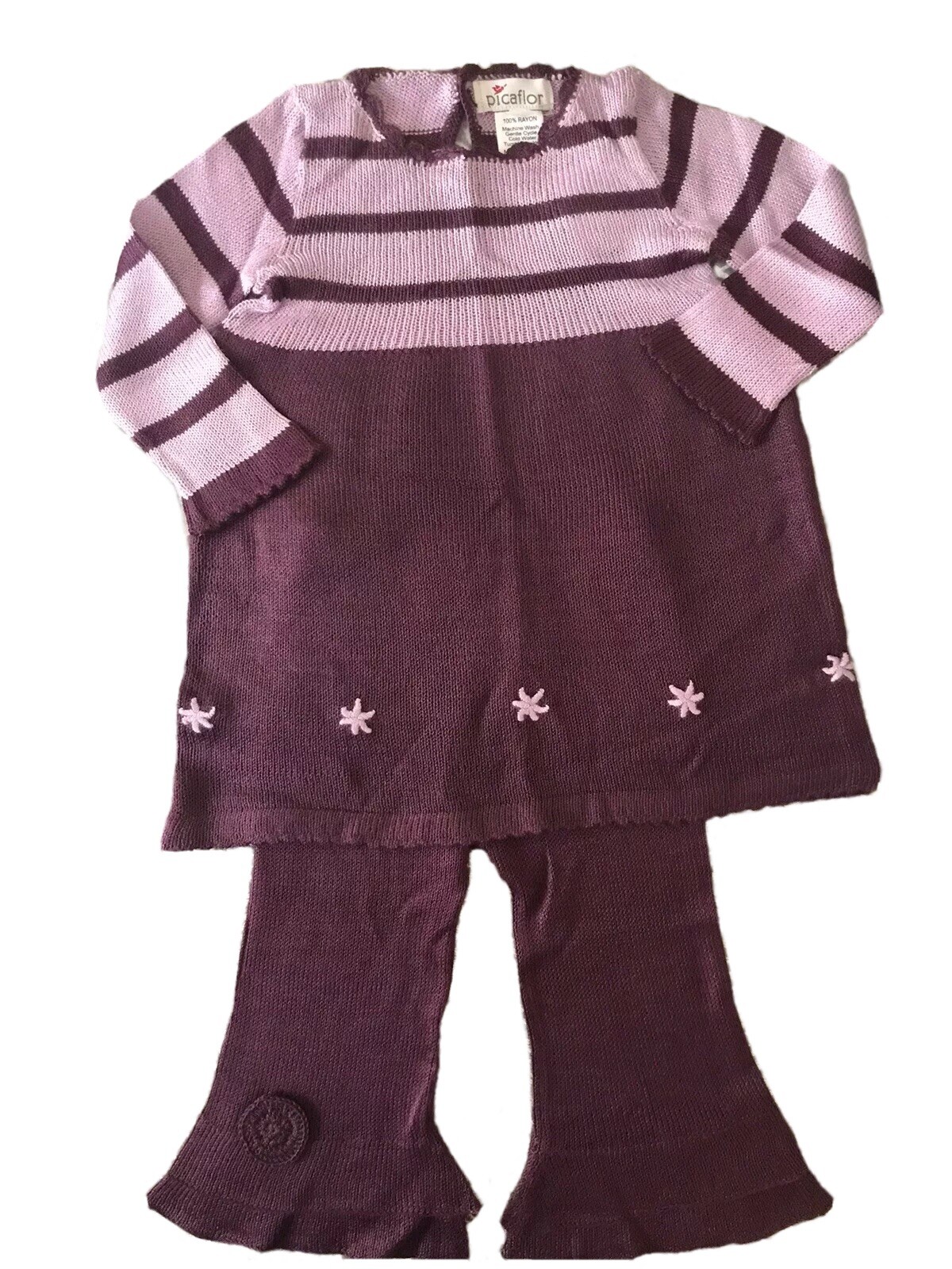 NWT Picaflor Abigail Stripe Rayon Knit Dress Pants Outfit Set 12 18 2T 3 4 5 NEW