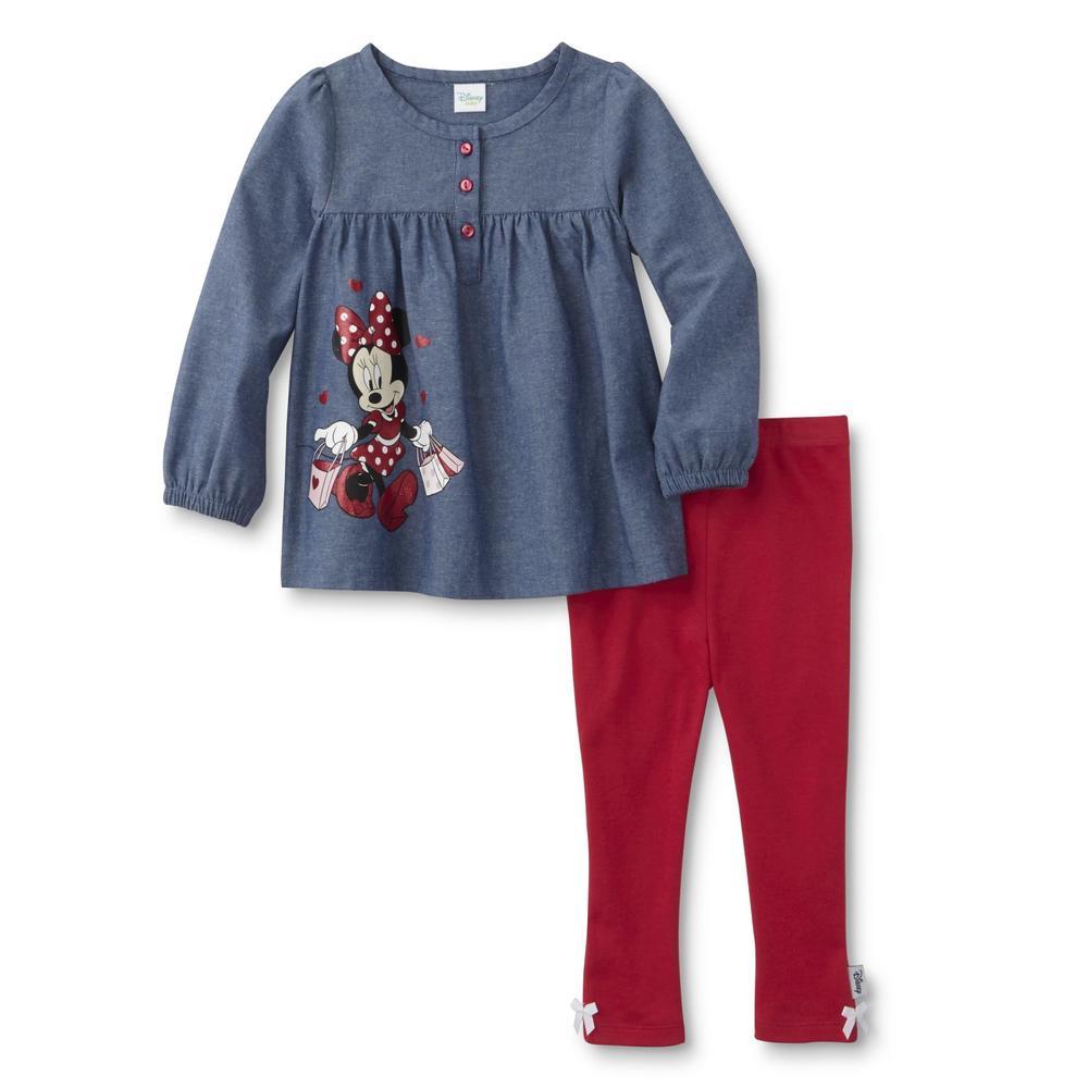 New Disney Minnie Mouse Infant Girls’ Chambray Top & Leggings 3M 6M 9M