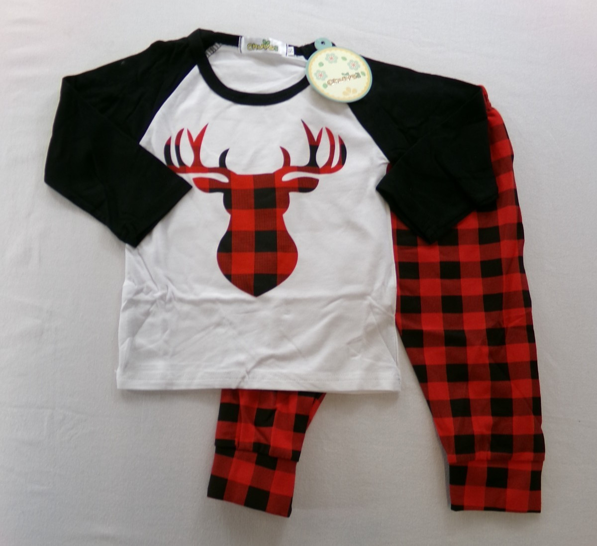 Chuya Baby Boy 2 Piece Red Black Plaid Deer Size 12/18Months (90) Outfit NWT