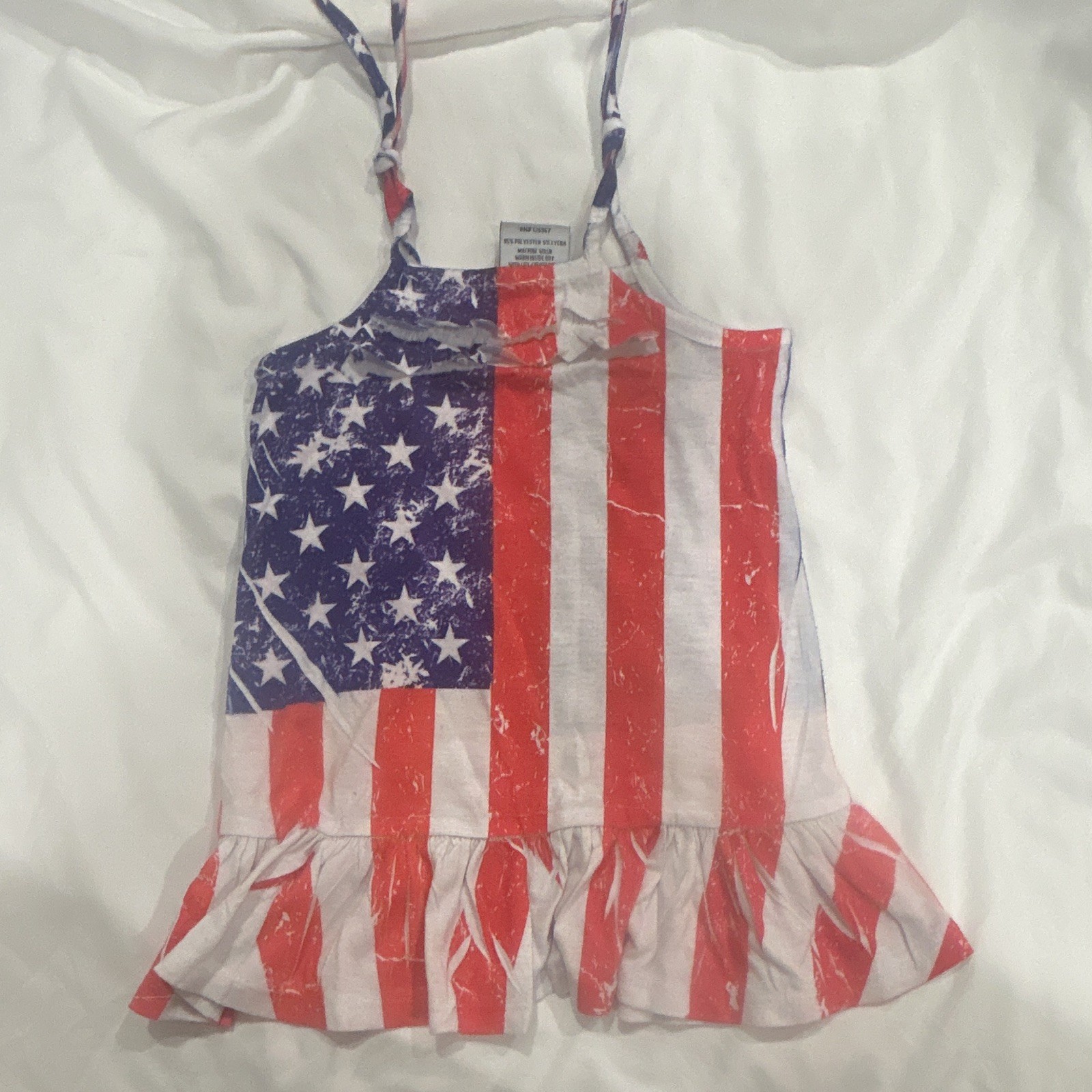 Happy Kids Girls 18M Sleeveless Patriotic USA Flag Dress Set Red White Blue