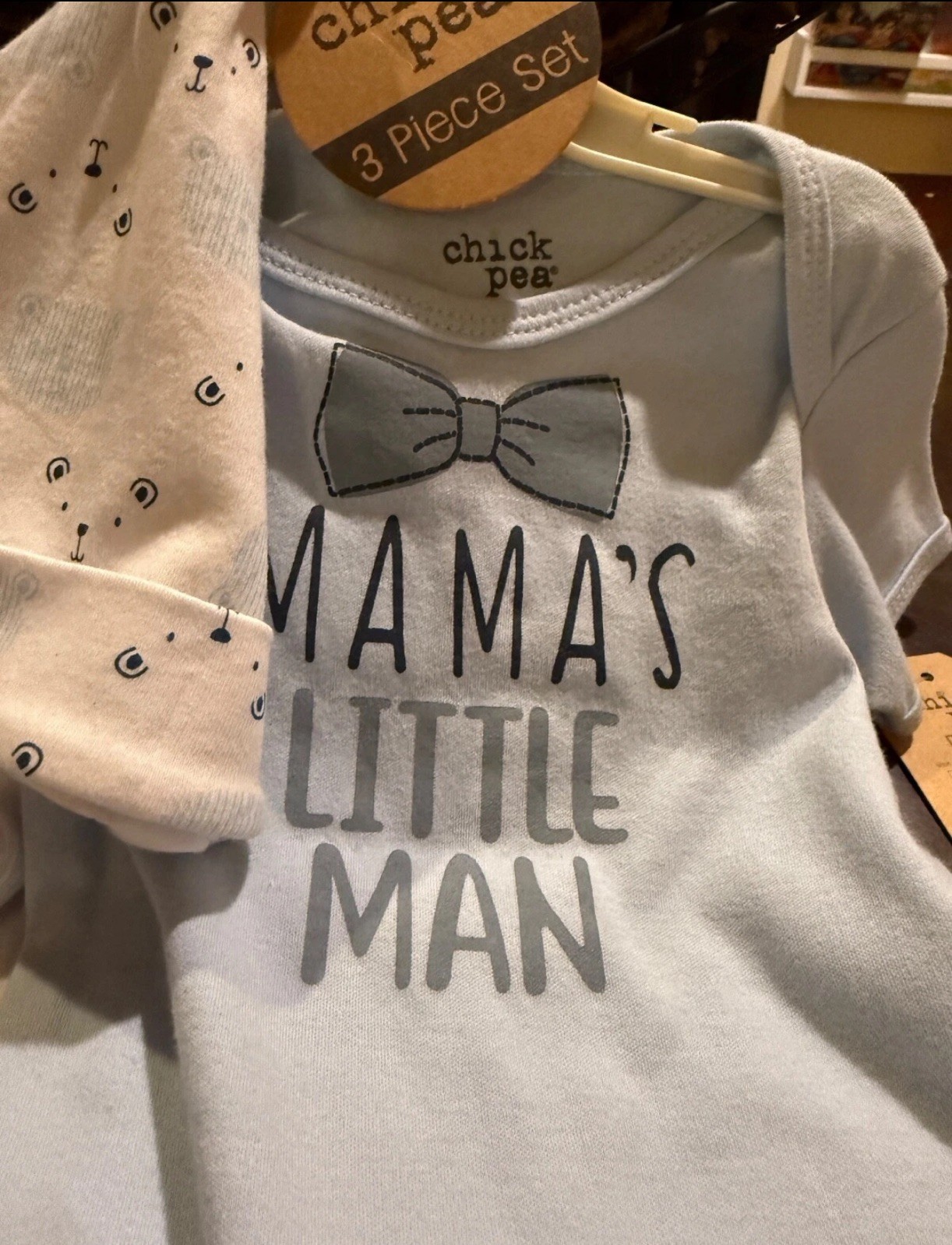 NWT Chick Pea 3 Piece Set Boys Size 6-9M Bear Mama’s Little Man