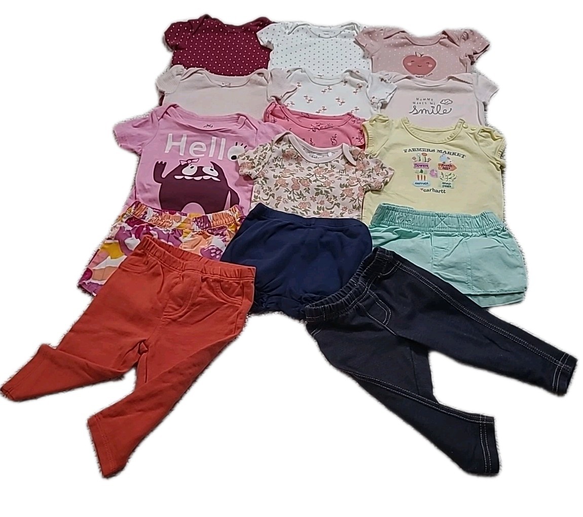 15PC Baby Girls 6 Months Short Sleeve Shirts Pants Shorts Summer Spring Clothing