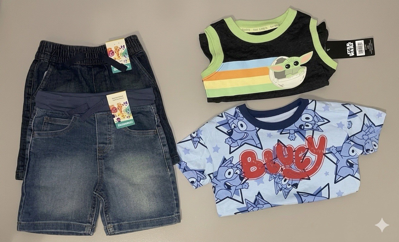 NWT-Boys Character Graphic Tees & Denim Shorts, Size 3T
