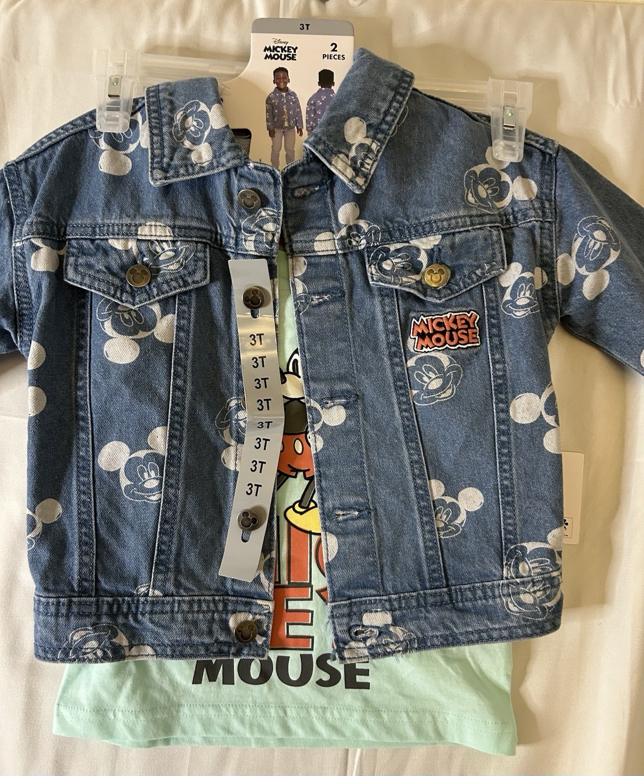 Mickey Mouse Denim Jacket and Shirt Boys Girls Size 3T Disney World Kids