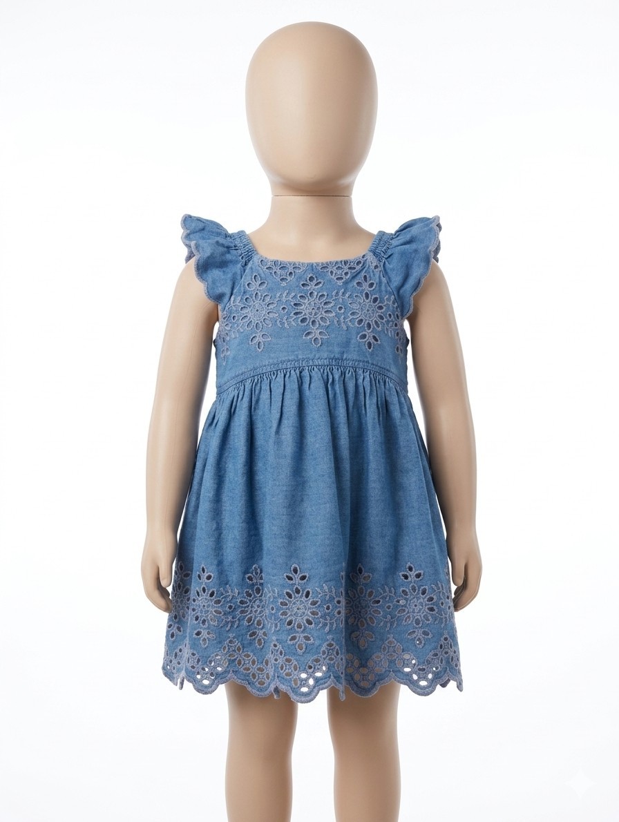 Denim Floral Patterned Dress