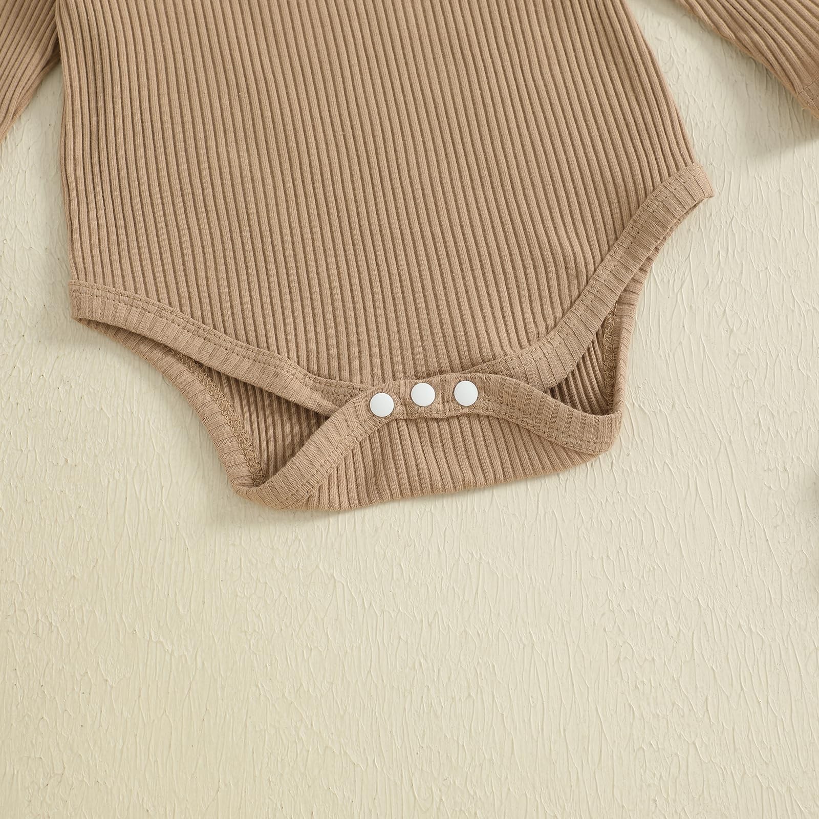 Lucikamy Newborn Baby Girl Fall Outfits Ribbed Long 3-6 Months, Brown F