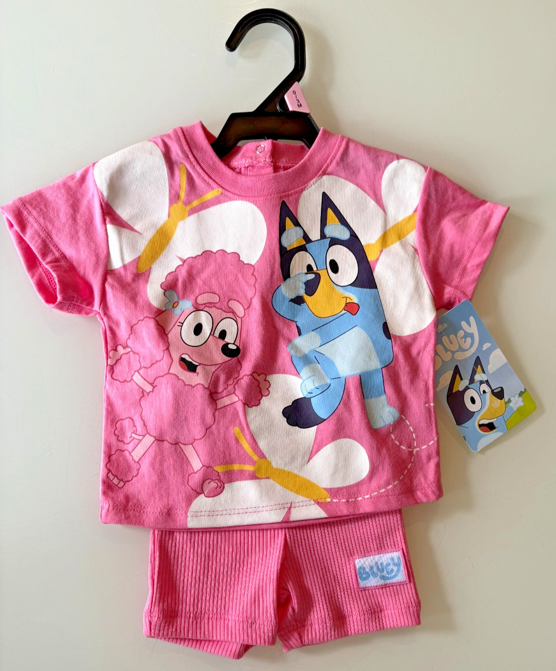 Bluey Girls 0-3M & 3/6 M Pink 2pc Cotton Shorts Set Tee, NWT-PLEASE SPECIFY SIZE