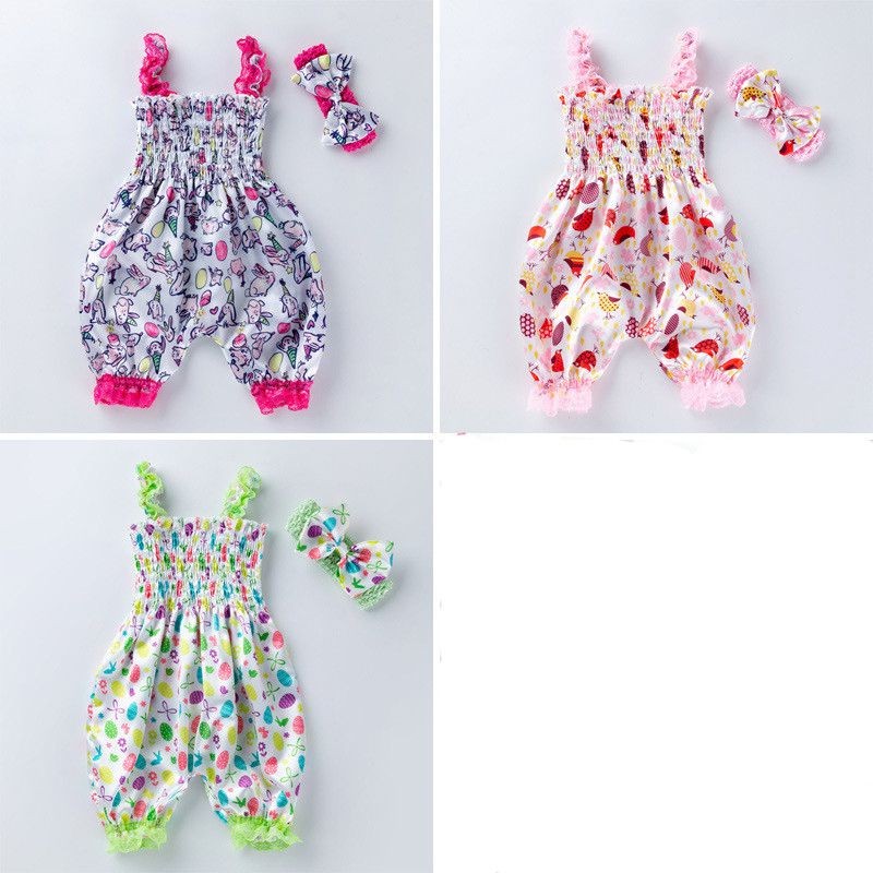 Toddler Bodysuit Outfit Pants Baby Girls Headband Bloomers Set Playsuit Jumpsuit