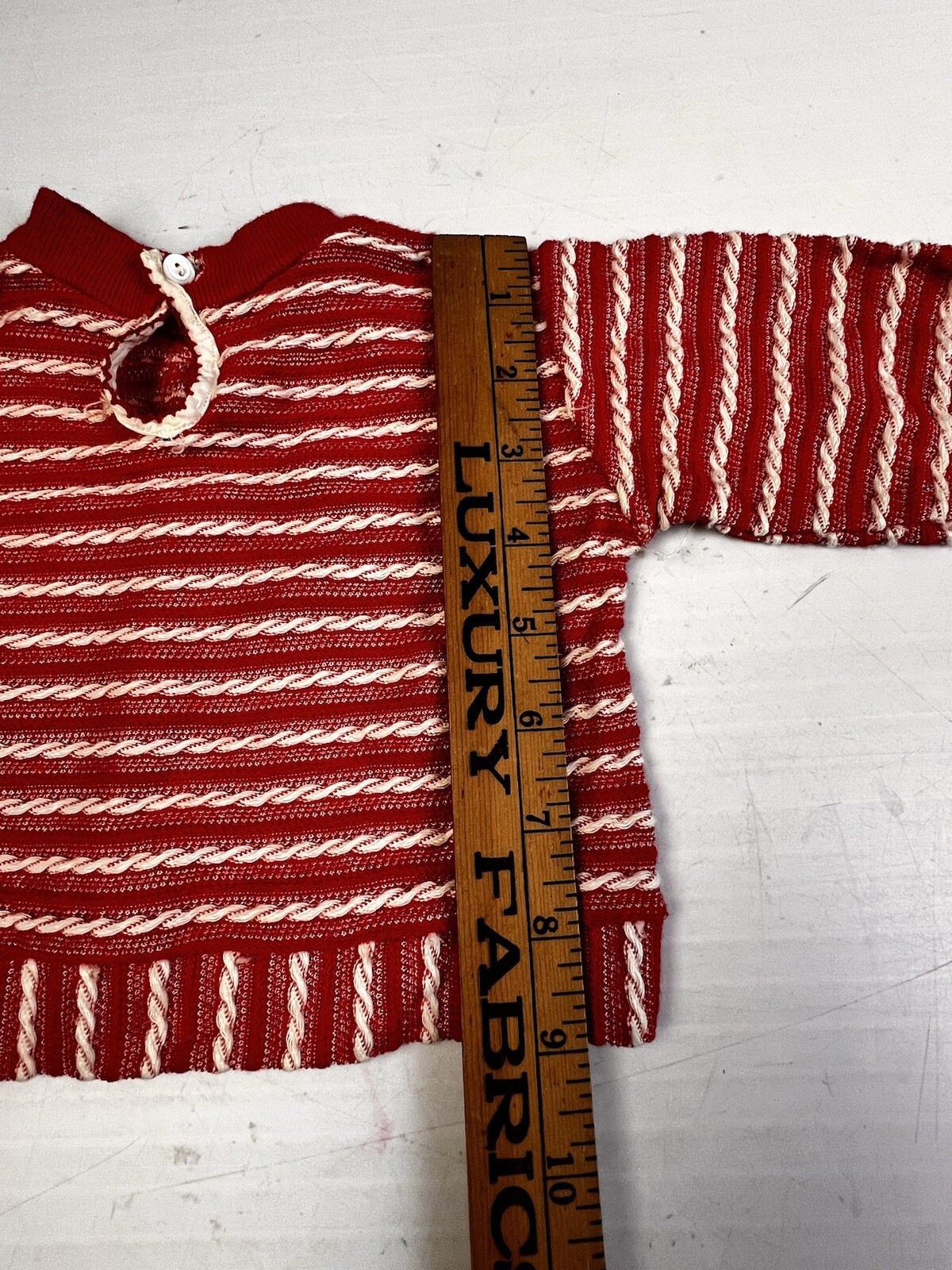 Vintage Play Pet Top Baby 12 – 18 Mos. Red Stripe Textured Knit Play Christmas