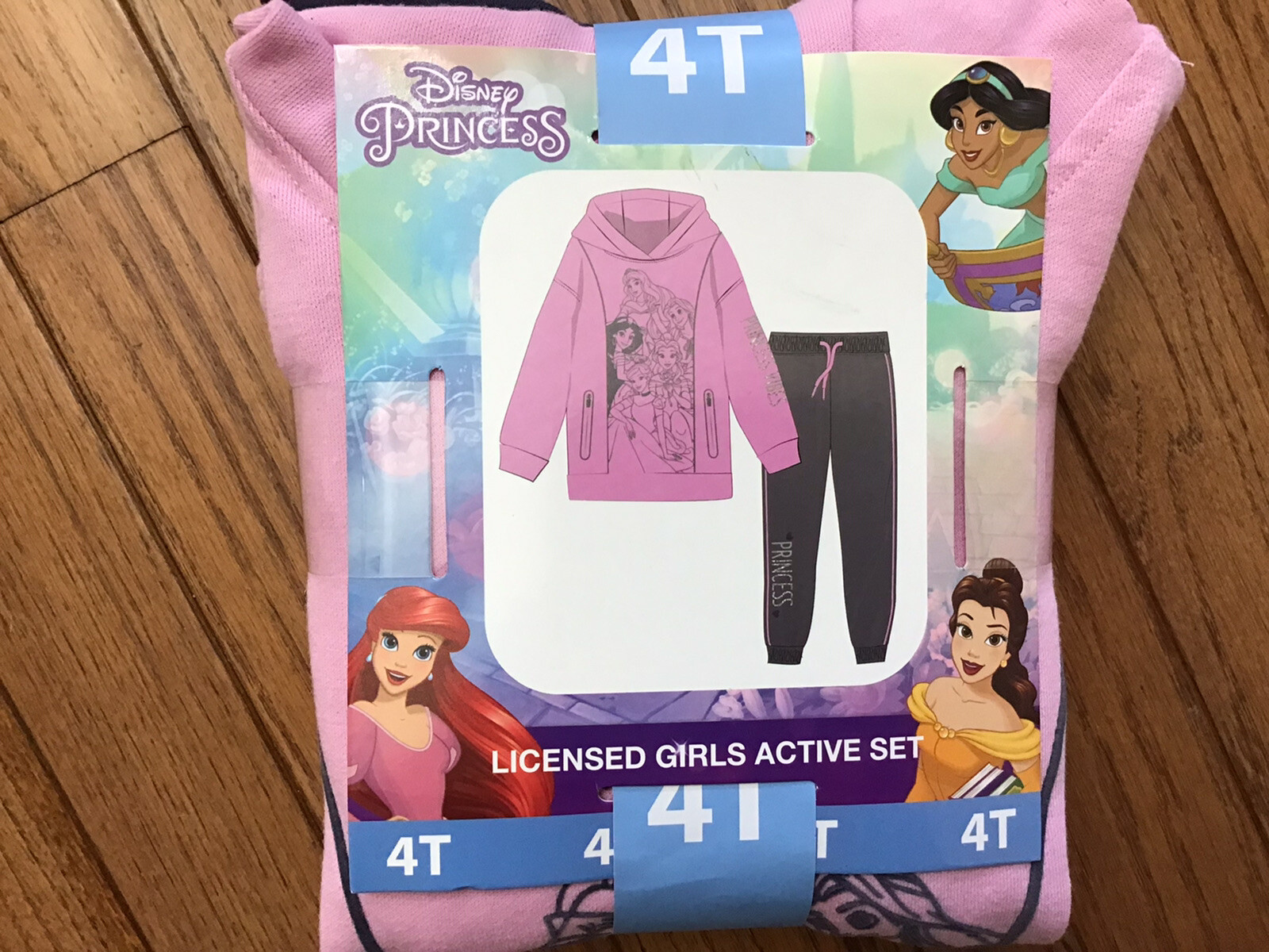 New Disney Princess Girls Hoodie Sweatshirt Leggings 2 Piece Set Size 4T (C38-5)