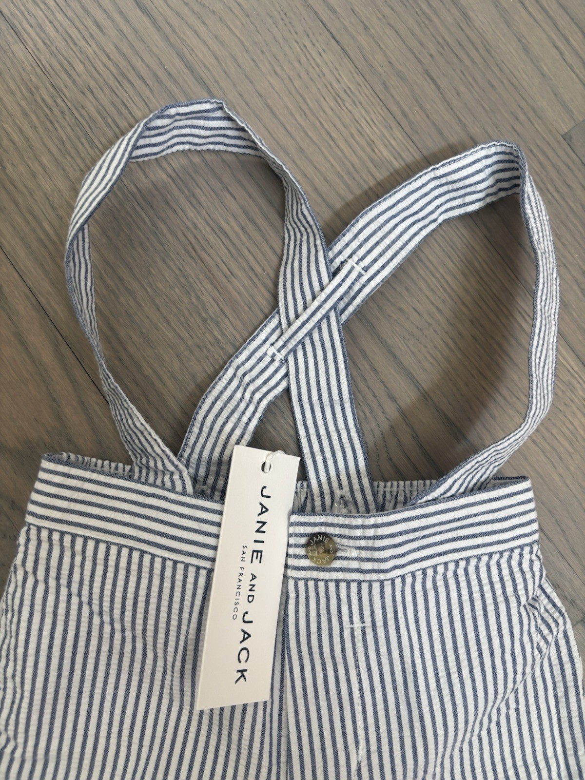 NWT Janie and Jack boy 5-piece EASTER blue seersucker overalls bodysuit SET 0 3