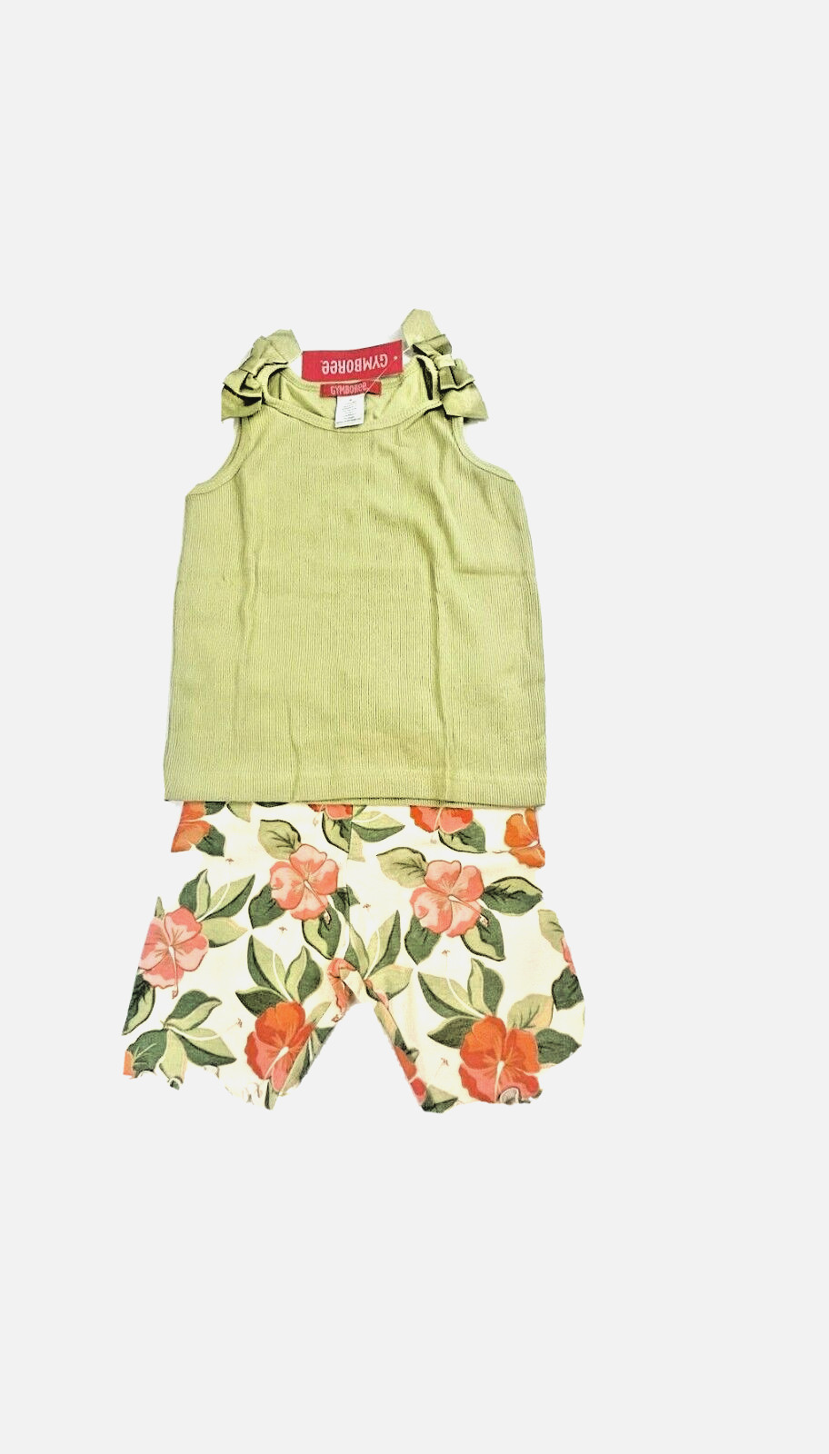 NWT Gymboree Girl Hibiscus Bike Short & Shoulder Bow Rib Tank Size 3