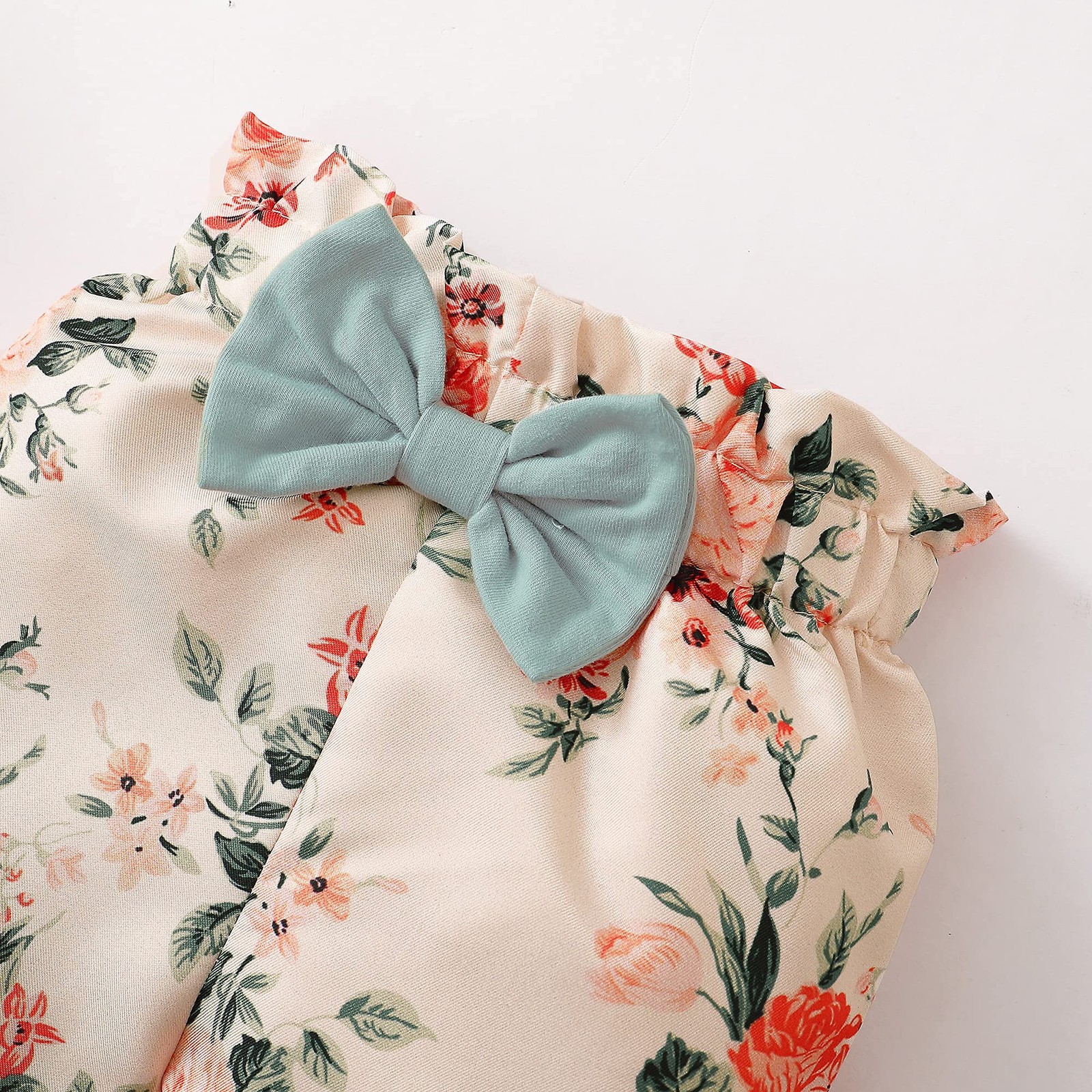 4PC SET 0-3 Months Infant Girl Outfit Clothing Pants Set Headband GREEN
