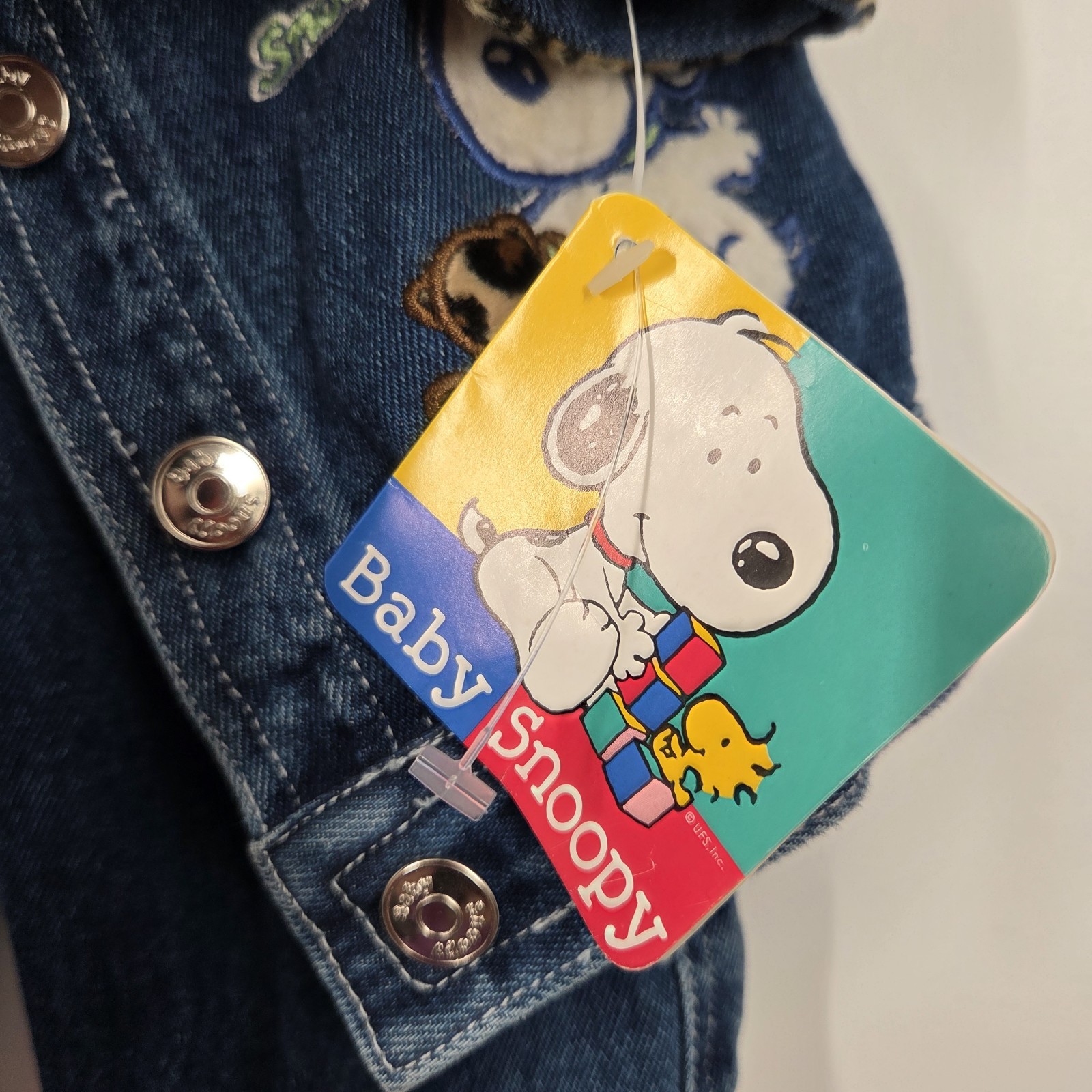 NEW VTG Baby Snoopy Vintage Denim Jacket Pants Set 12 Months Cotton Cheetah