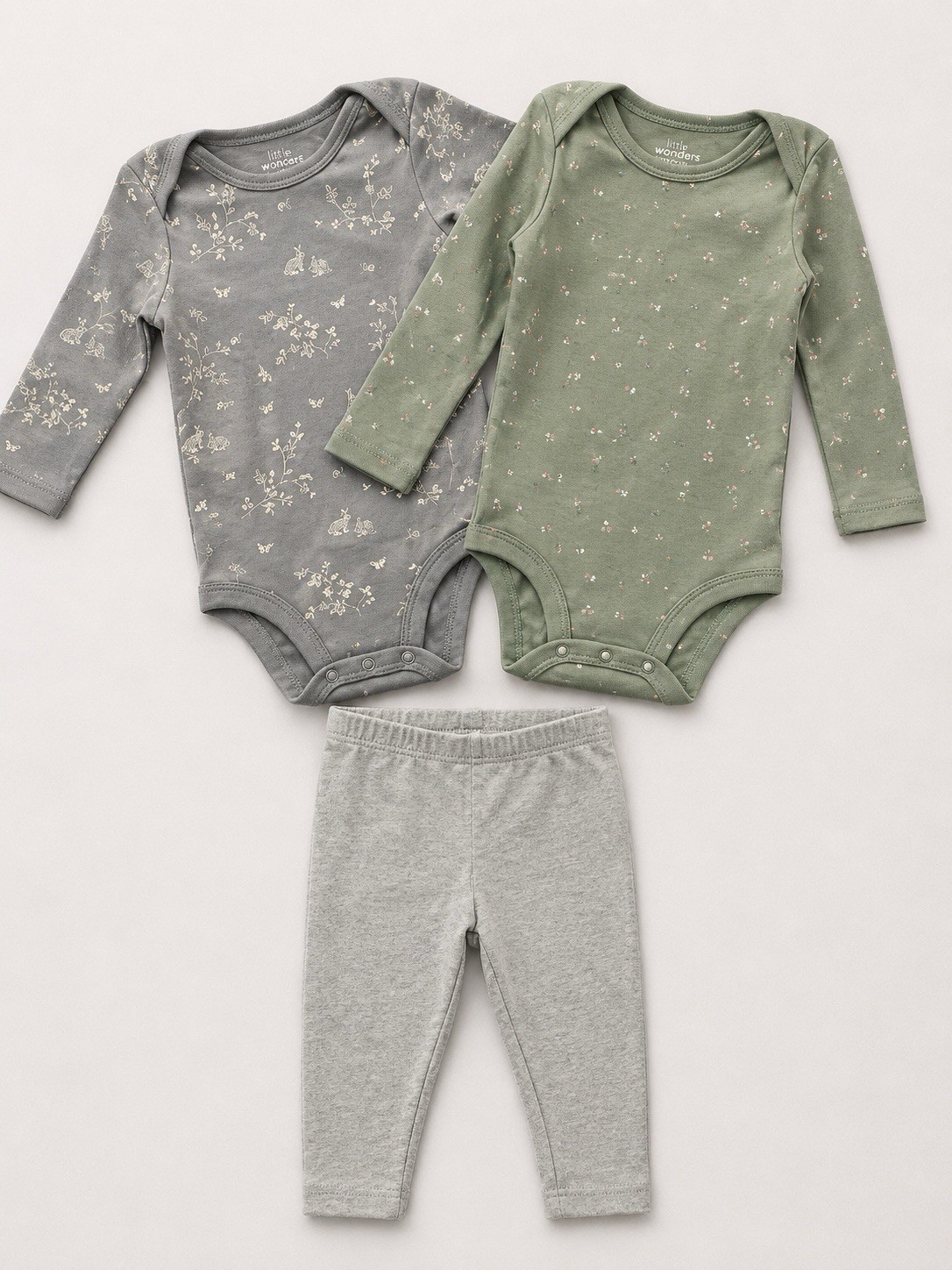 Carter’s & Little Planet Baby Outfit Lot 24M Bodysuits Leggings Neutral Floral
