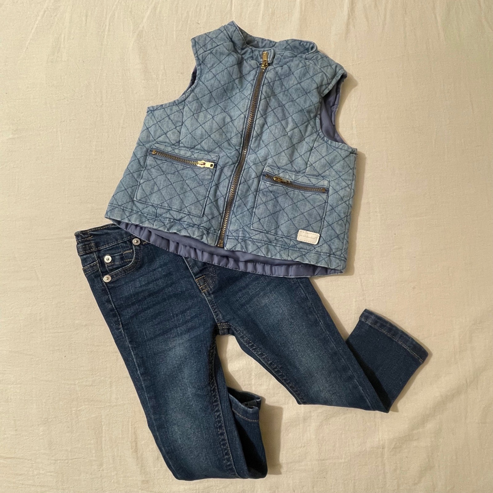 Kids 7 For All Mankind Quilted Denim Vest and Jeans Set Size 2T