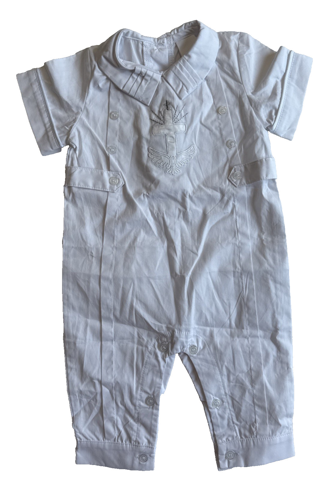 Boy Baptism-Christening Sweet Romper Style-Short Sleeved Long Blessing 6-9MO NWT