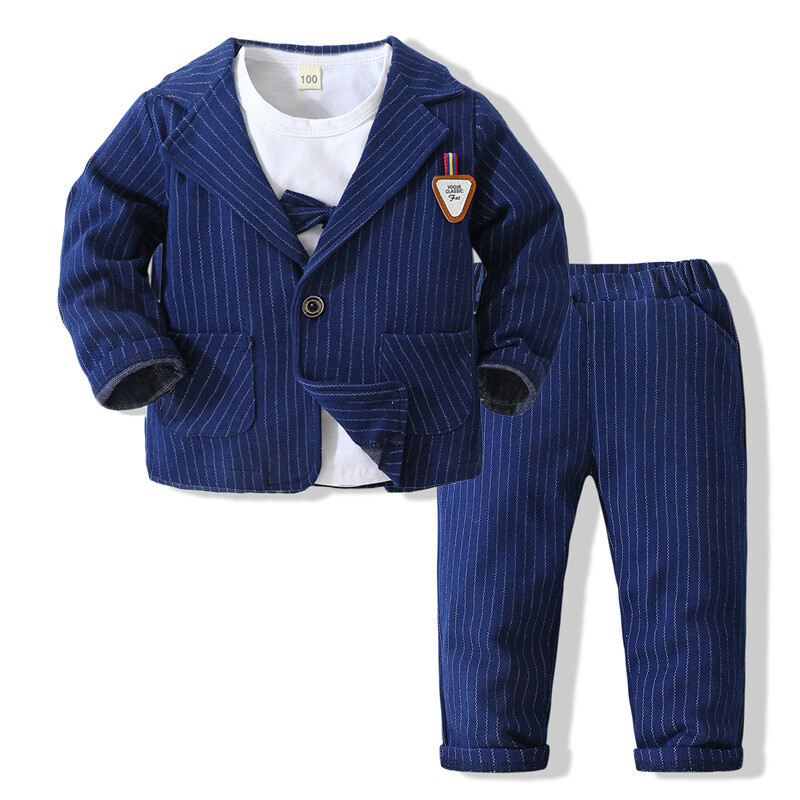 3pcs Toddler Suit Boy Wedding Formal Party Coat+Pants +T Shirt Gentleman Clothes