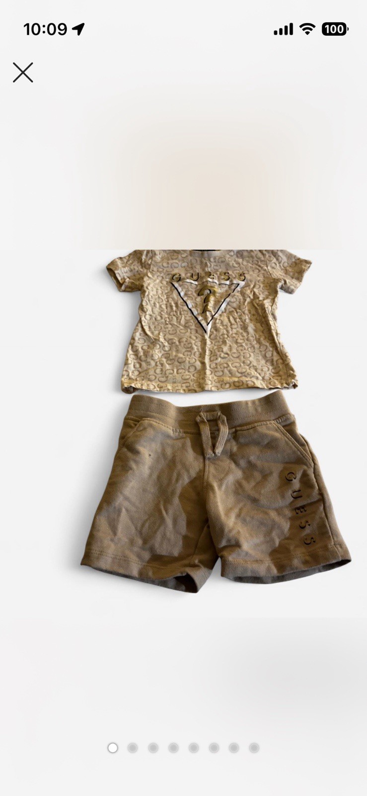 GUESS Kids 2T Beige Logo Print Short Sleeve T-Shirt & Shorts Set