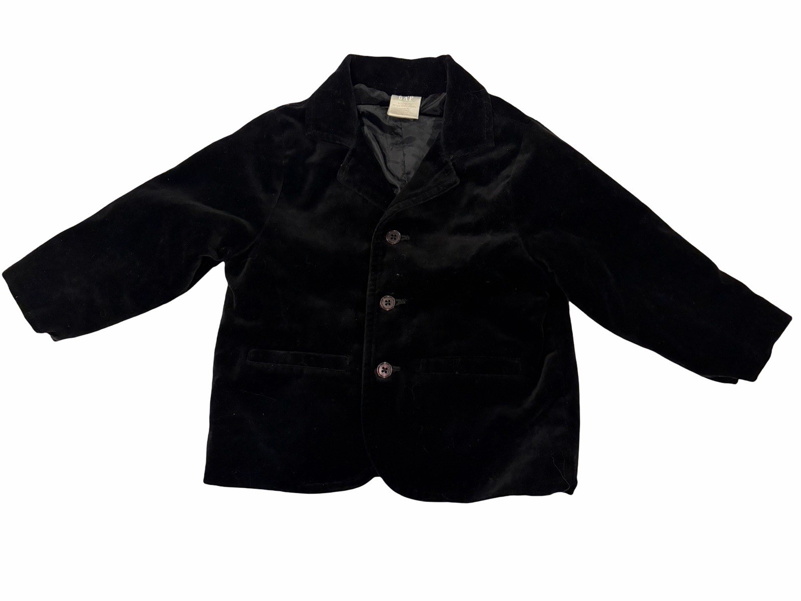 Baby Gap Velvet Blazer Jacket Toddler Black 12-24 Months 3 Button Holiday