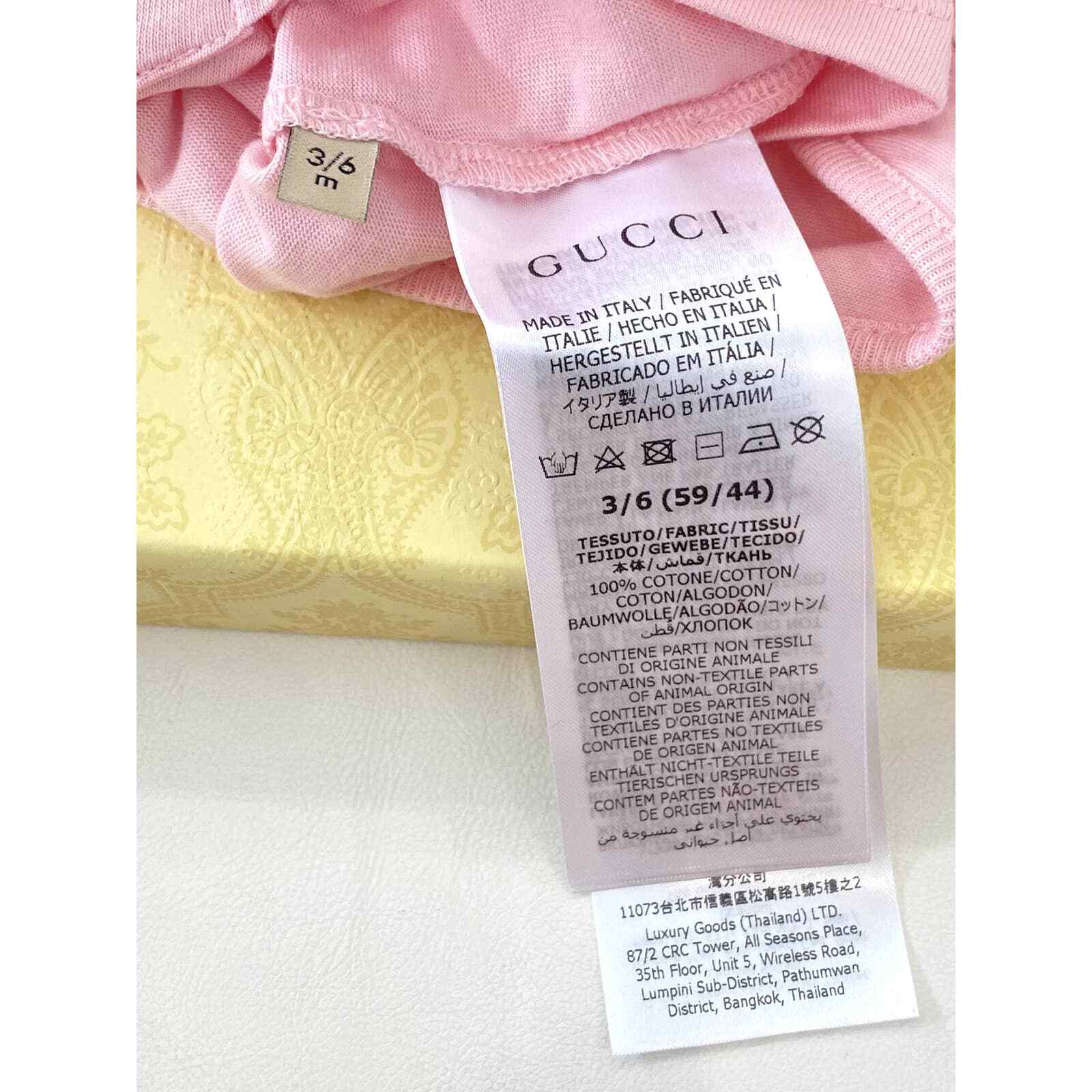 Gucci Logo Baby Girl Pale Pink Cotton Gift Set One Piece Romper Bib Hat 3/6M
