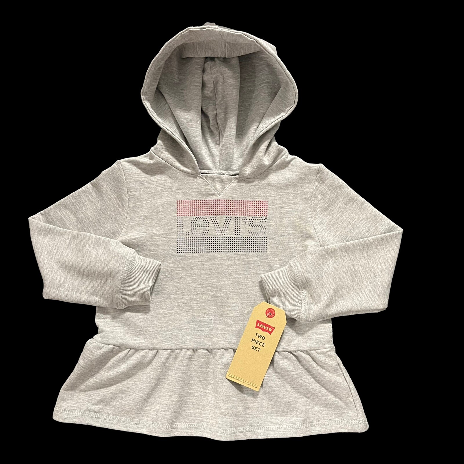 Levis Baby Girls Leggings & Hoodie Pullover Outfit Set 12-24 Months Blue Gray