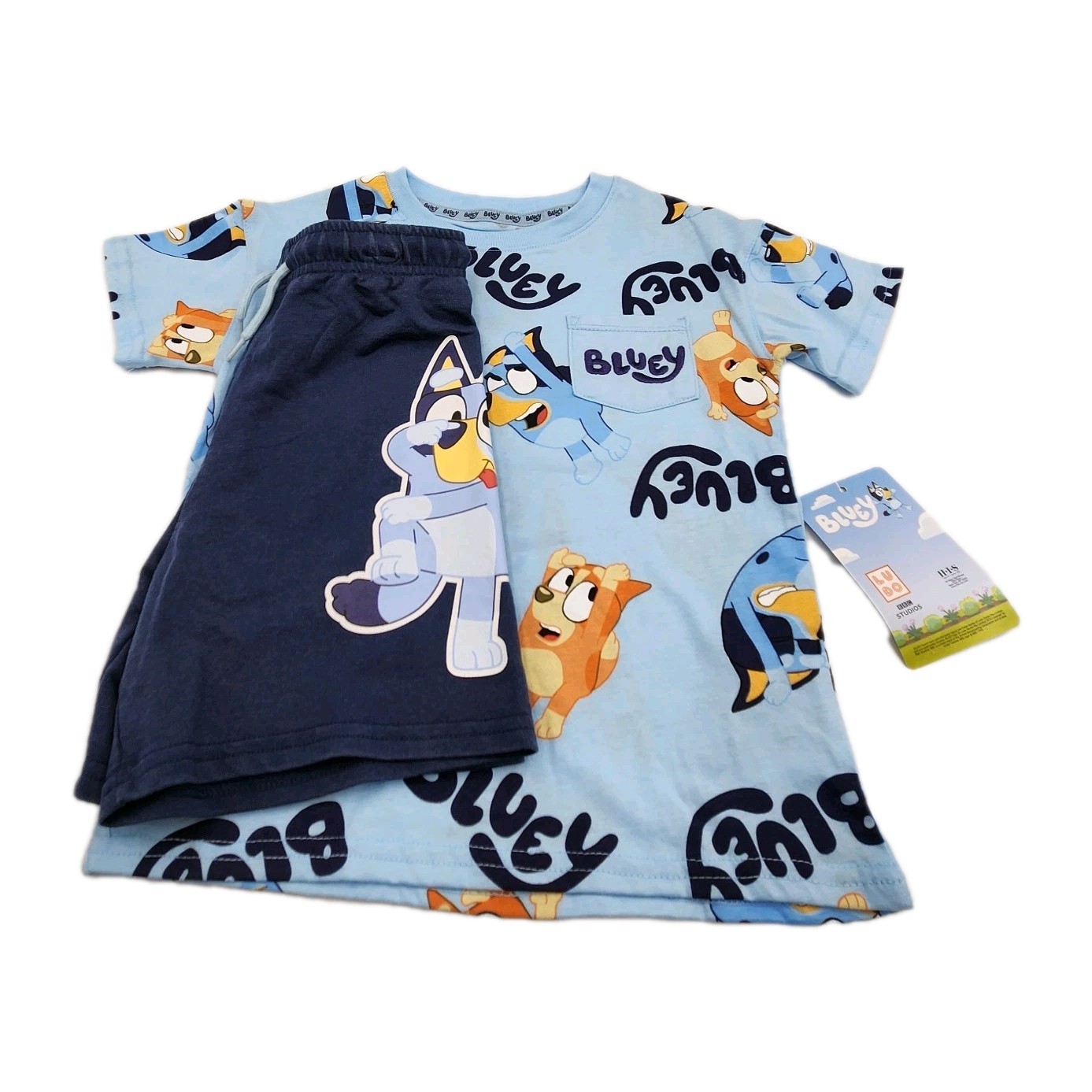 Bluey Two Piece Short Set Graphic Print Embroidered Logo 3T New With Tags
