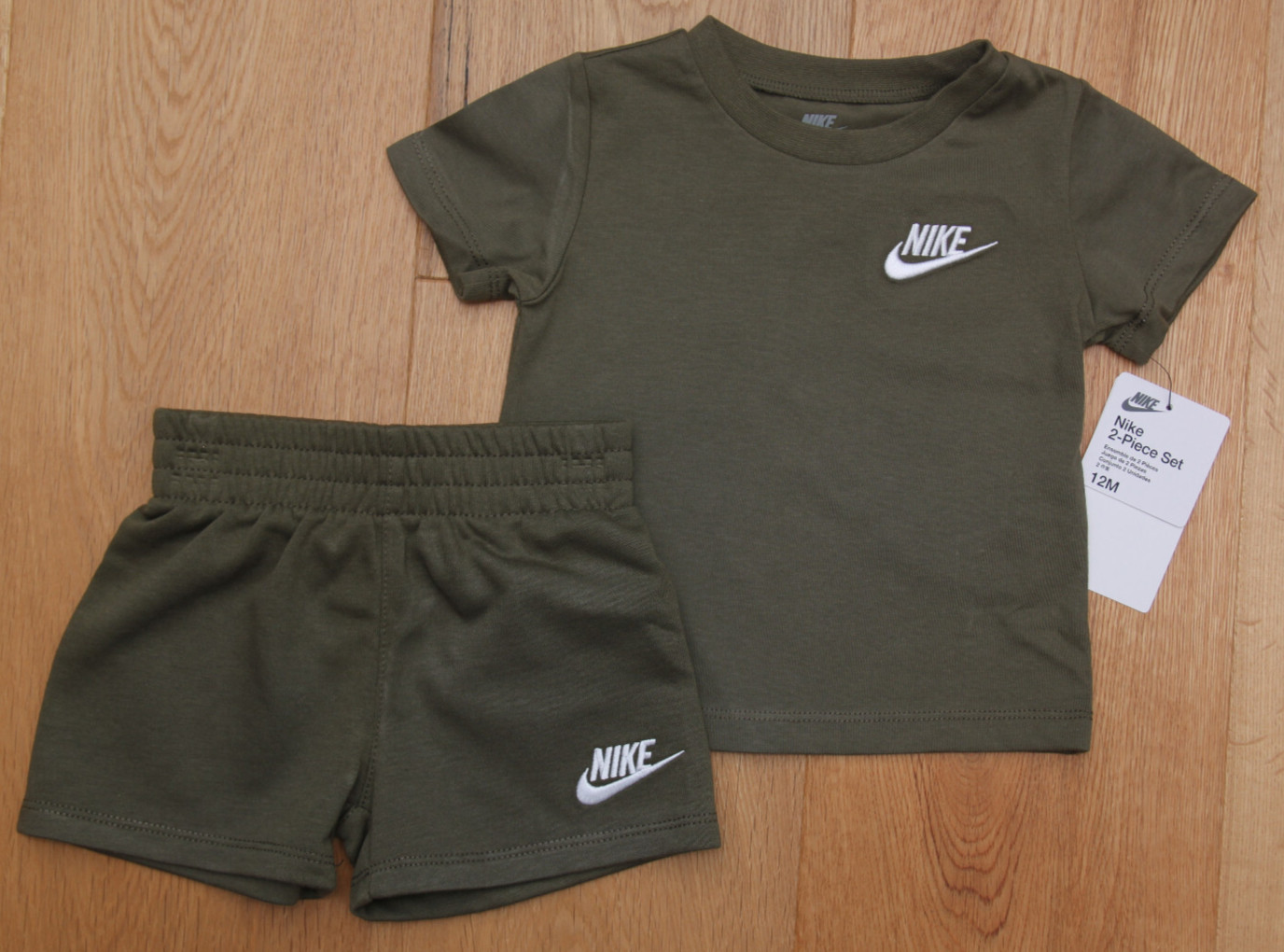 Nike Baby Boy 2 Piece T-Shirt & Shorts Set ~ Olive Green ~ 12 Months ~