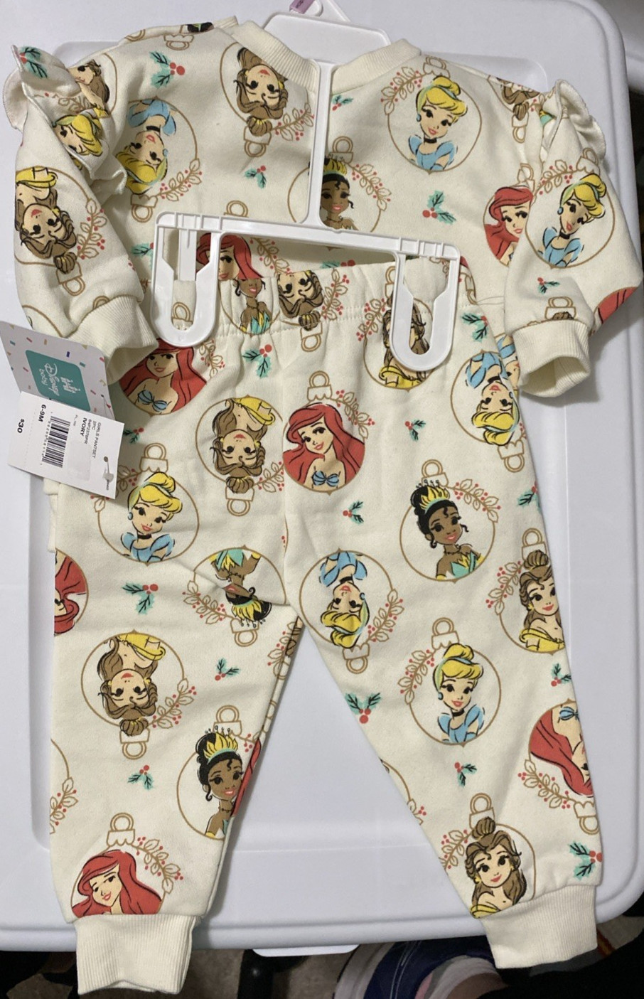Disney Baby 2 PCS Pant Set Princesses Belle Tiana Ariel Cinderella 6-9 M Soft