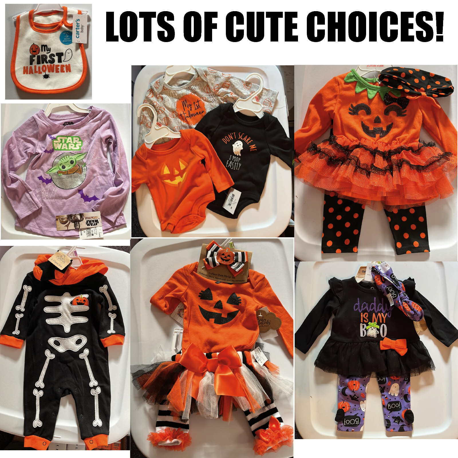 Baby Essentials/Little Lass Baby Halloween Outfits Sets 3m 3-6m, 6m 9m, 12m, 24m