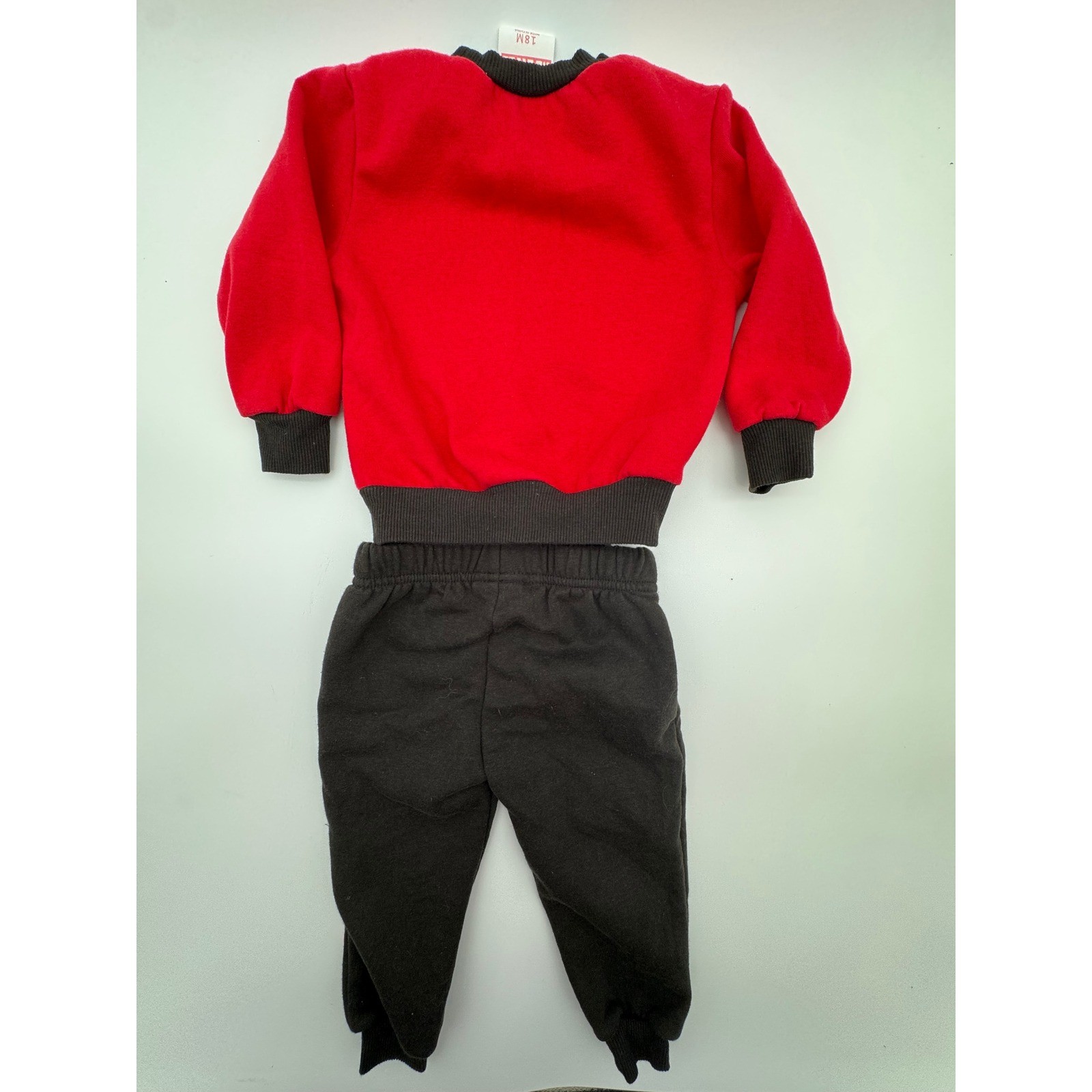 Marvel Spiderman Boys 18M Red Black Fleece Sweatshirt Jogger Pants 2 Piece Set