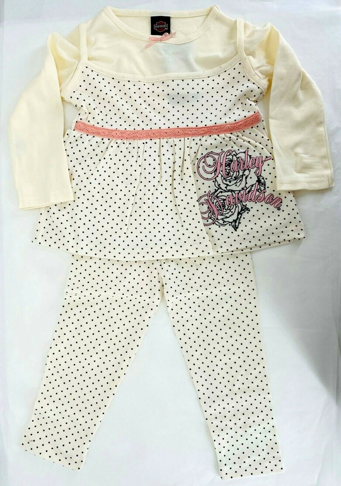 Harley Davidson® Kids Toddlers Girls Polka Dots Hearts Motorcycle 2 Piece Set