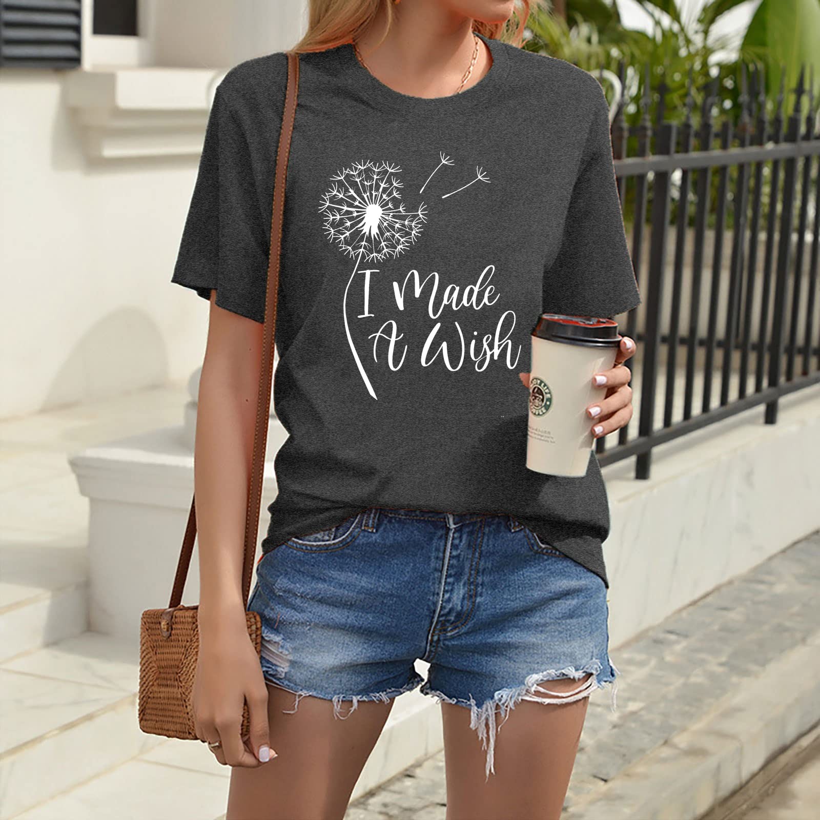 Mom and Me Matching Shirt Dandelion Print T-shirt Baby Mother Outfit Set Grey M