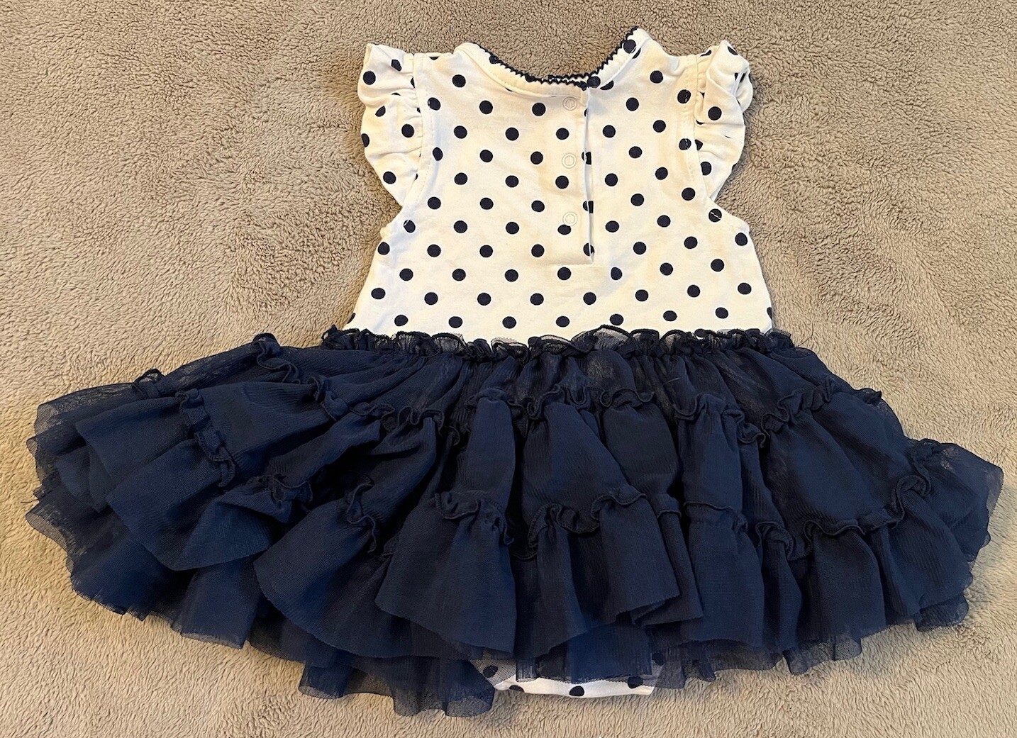 Girl’s Little Me (9 Months) Navy Blue and White Sleeveless Shirt and Skirt (X2)