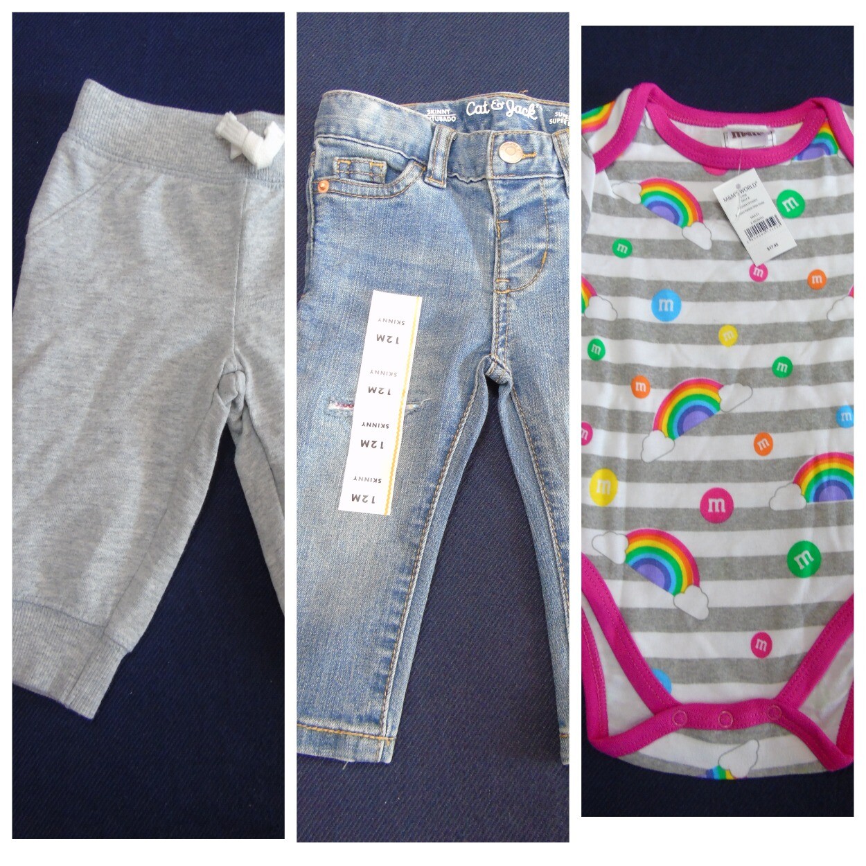 Lot of 3 pcs Baby Size 6-12M: 1 pcs Pants, 1 pcs Jeans, 1 pcs Bodysuit