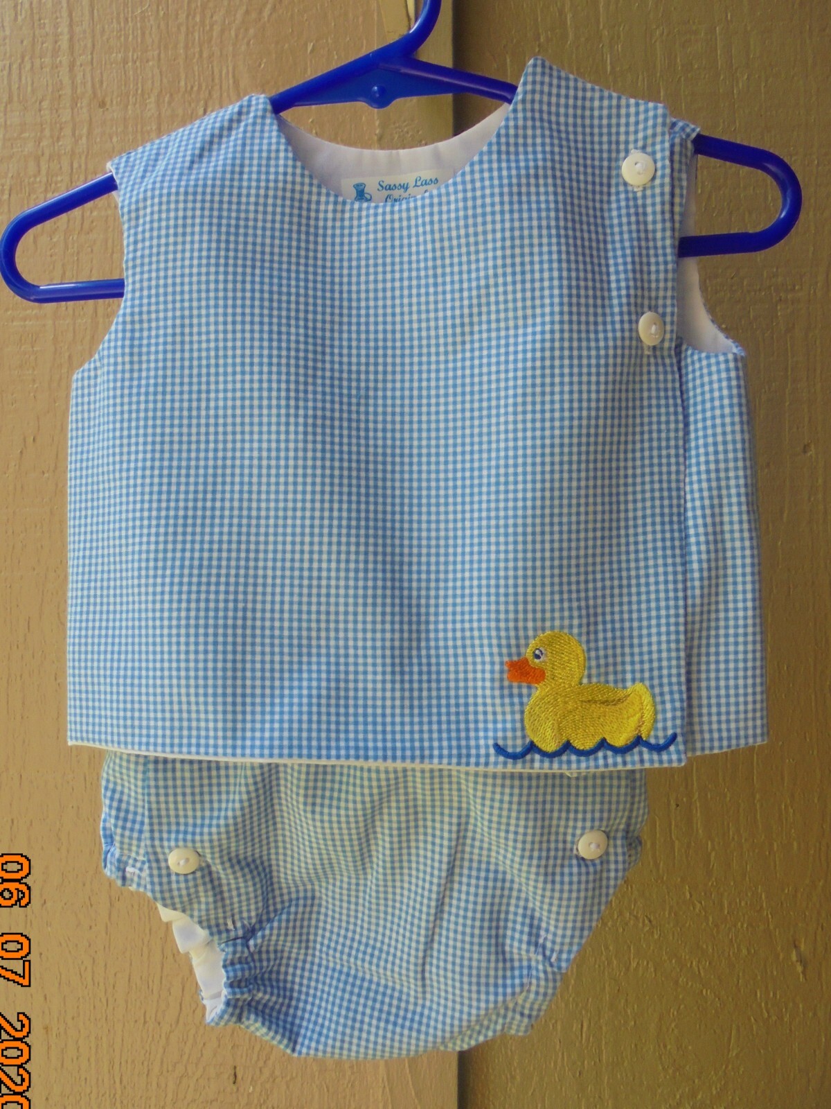 6 Month /15-18 lb.-Baby Outfit-Embroidered “Little Duckie” Top/Diaper Cover