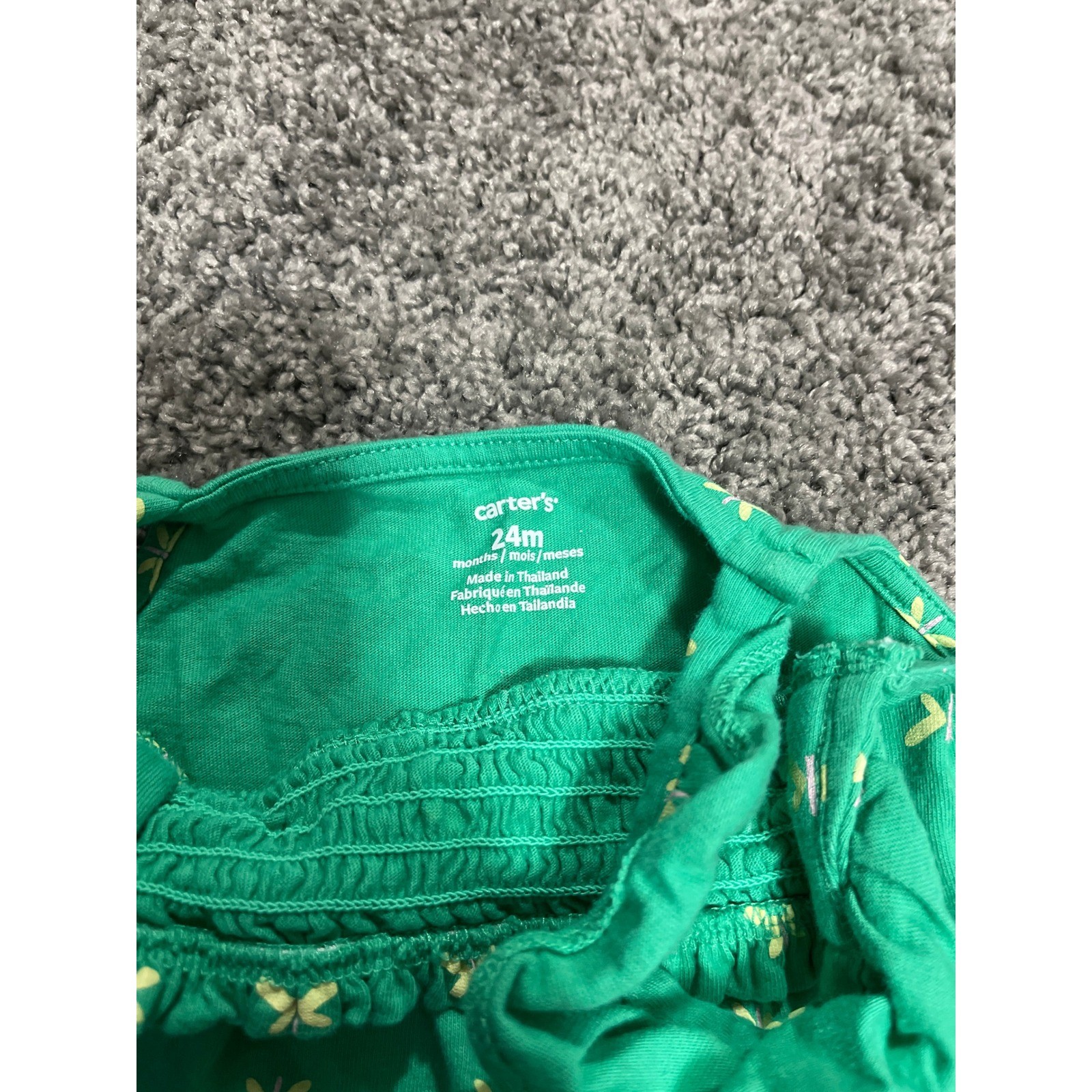 Carter’s Baby Girl 24M Green Dragonfly Smocked Top and Diaper Cover Set 2pc