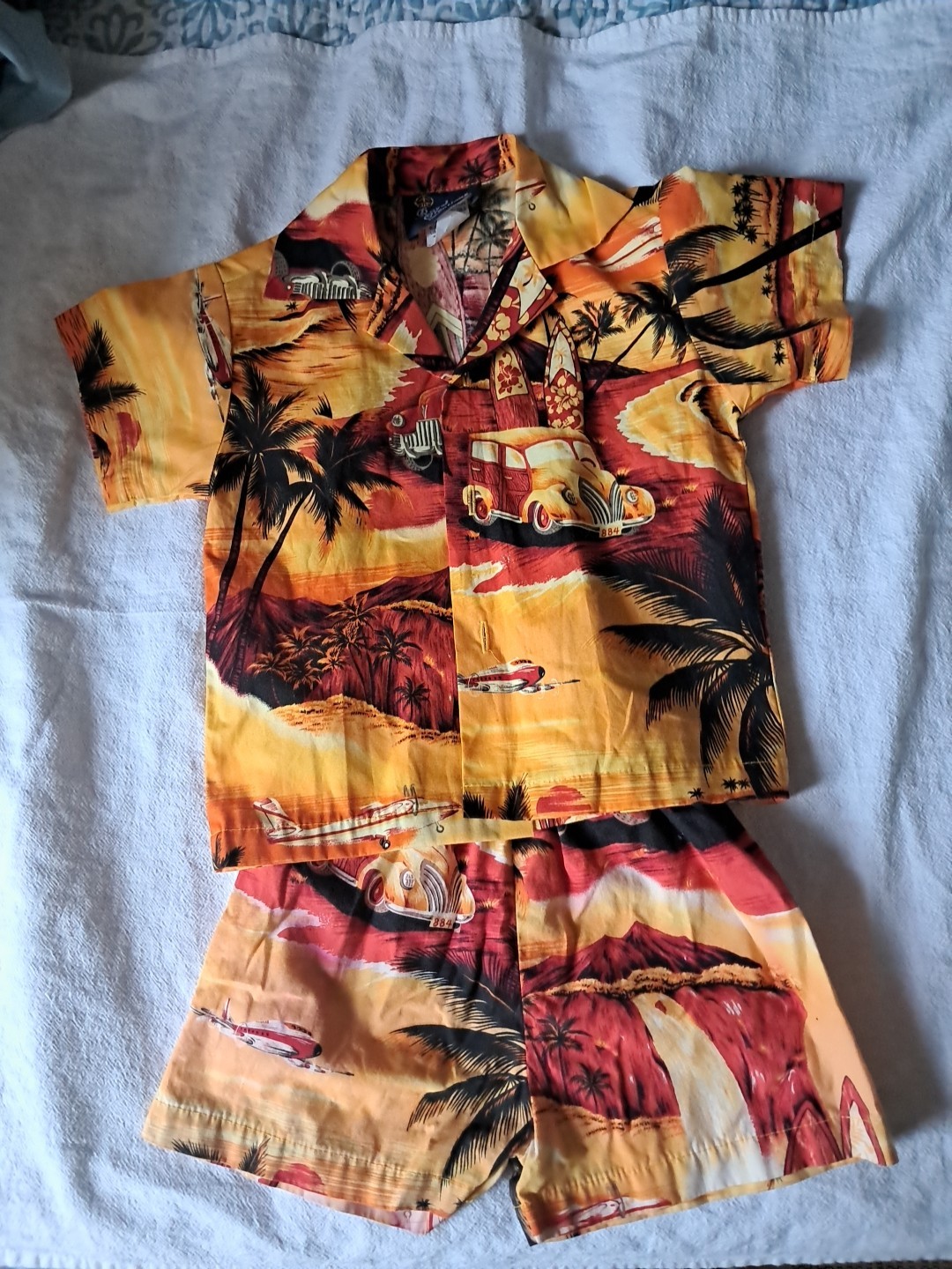 Royal Creations Hawaiian Button Up Short Sleeve /Shorts Infant Boy Size 6 Months