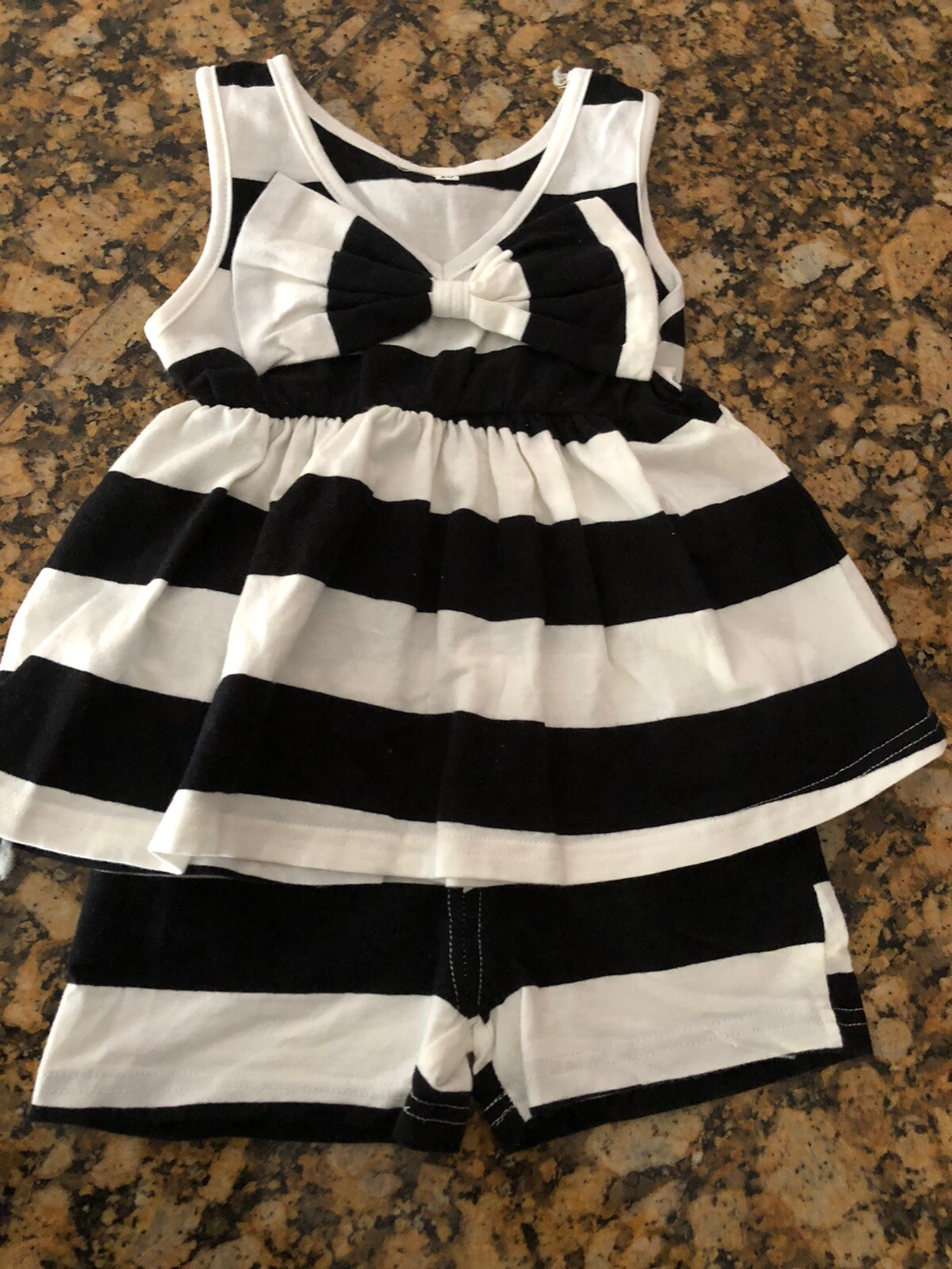 Black And White Girl Toddler Pant Set 18-24 Months