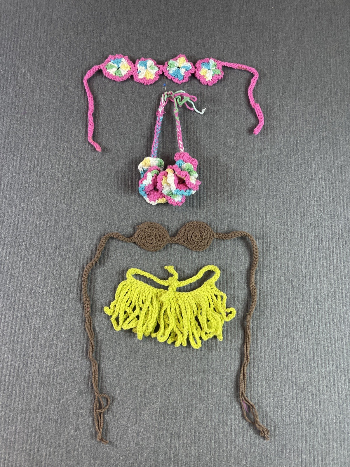 Deluxe Newborn Baby Crochet Hula Girl 4pc Set Infant Baby Handmade Photo Prop