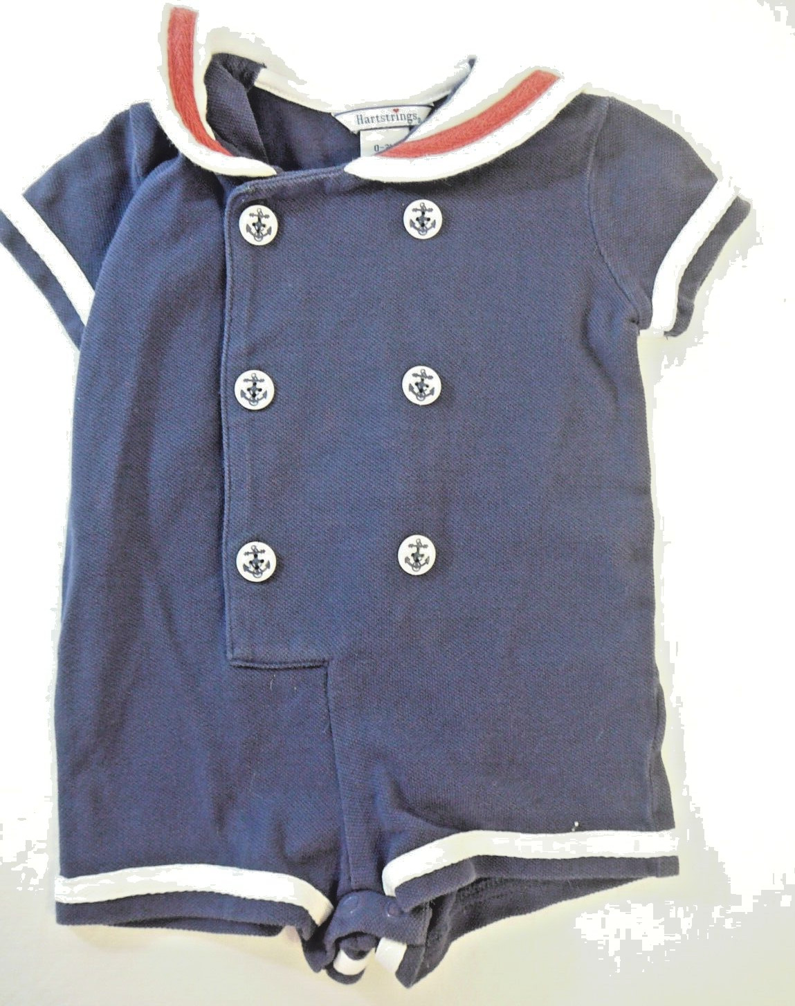 Hartstrings Baby Boys Navy Blue Classic Sailor BodySuit Romper 0-3 Months