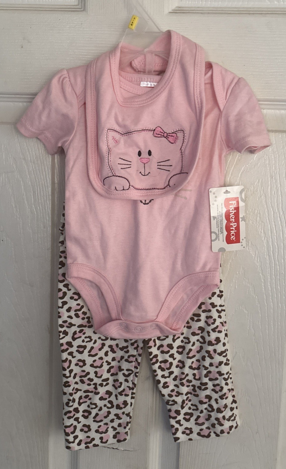 Fisher-Price ￼ Three Piece Outfit Infant Girls Cat Pink Leopard new 2 sizes