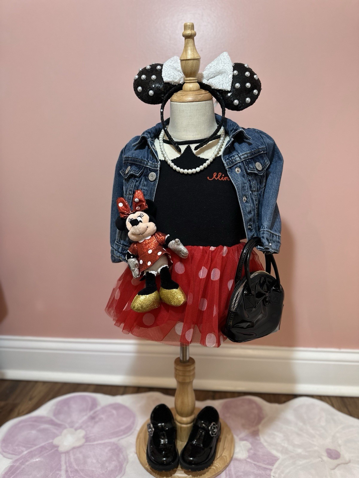 babyGAP x Disney Minnie Mouse Girls 18-24M Blue Denim Jacket Embroidered & Dress