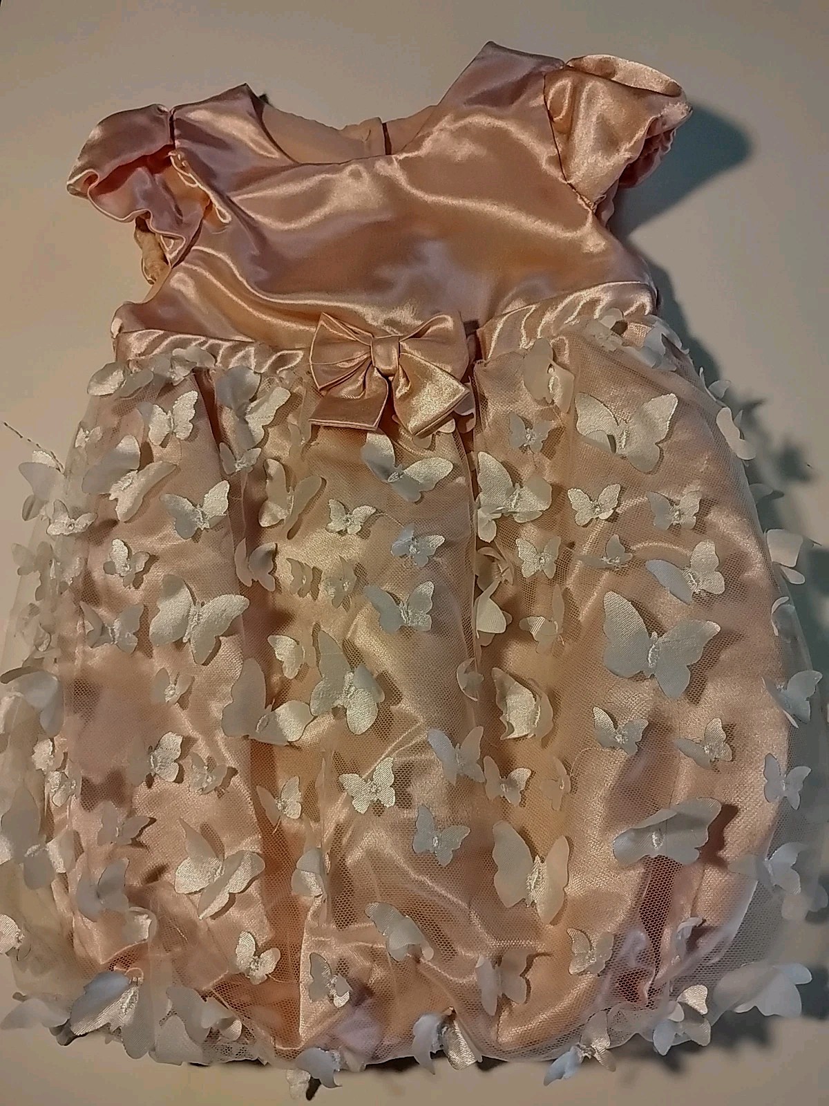 Nanette Baby Butterfly Bubble Romper 24 Months Sweet Pink Color , Satin Bow.