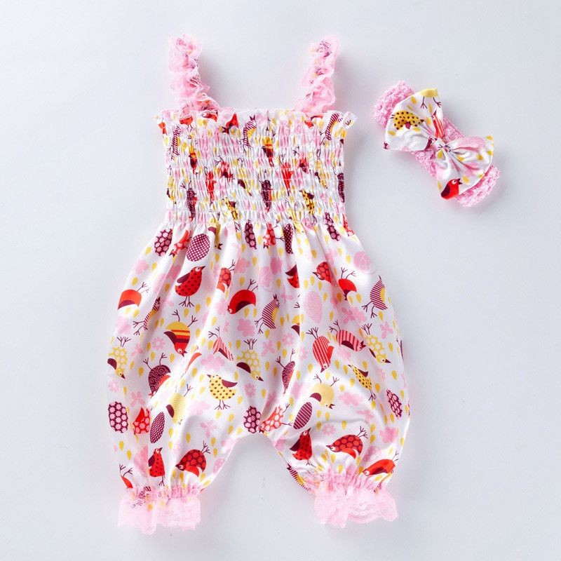 Toddler Bodysuit Outfit Pants Baby Girls Headband Bloomers Set Playsuit Jumpsuit