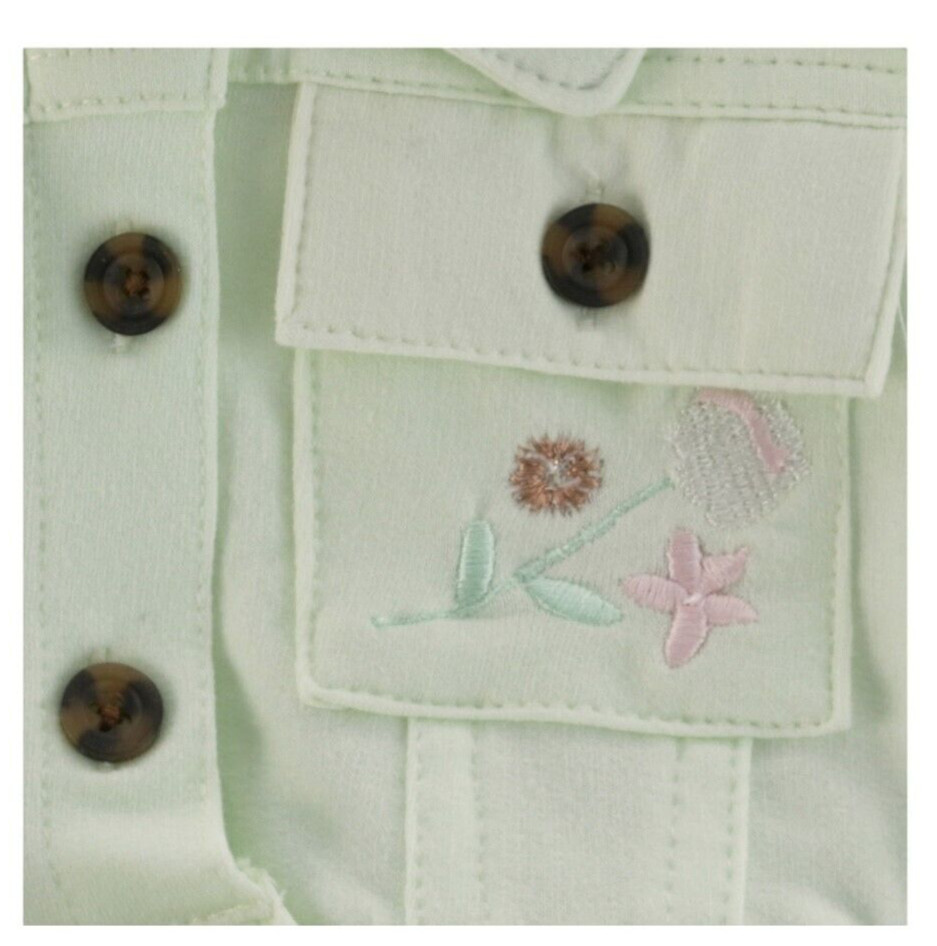 NWT Nannette Toddler Girls 3Pc Jacket Set With Headband, Size 2T Green Off White
