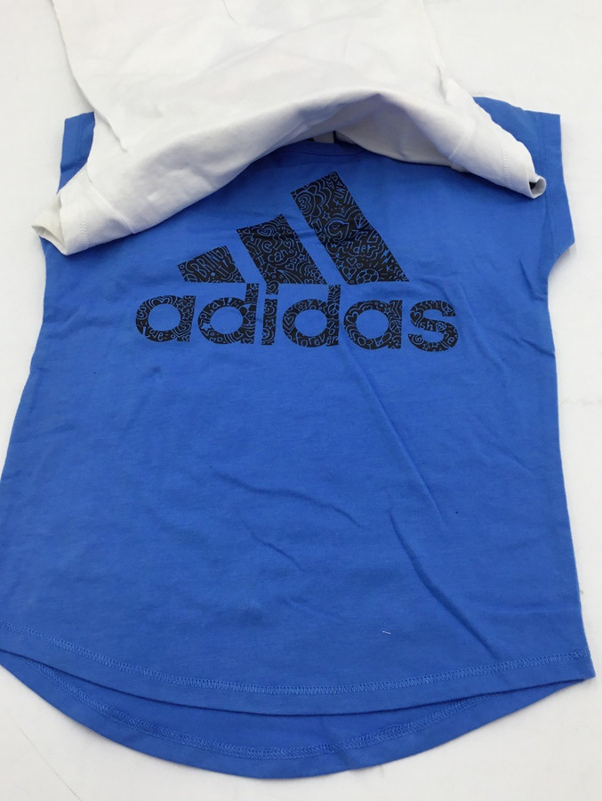 Adidas Toddler Girls 2 Piece Set Crew Neck Tshirt in White and Blue 3T