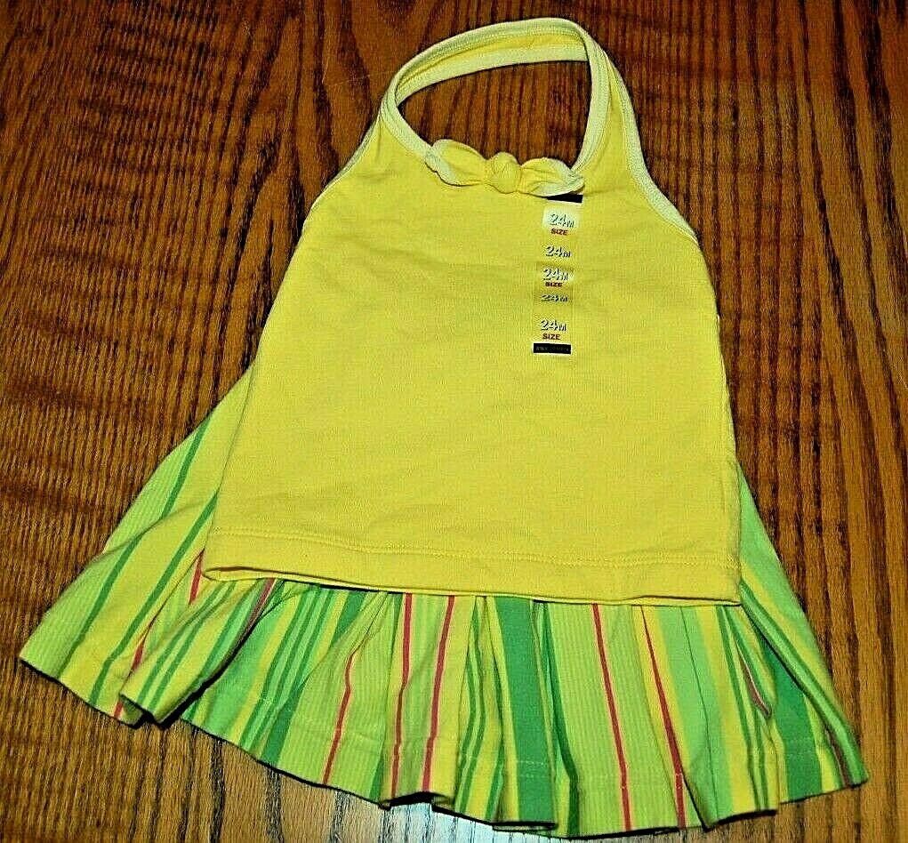 2 PC SET 24M GIRLS SKORT YELLOW GREEN STRIPE w YELLOW HALTER NWT CHILDRENS PLACE