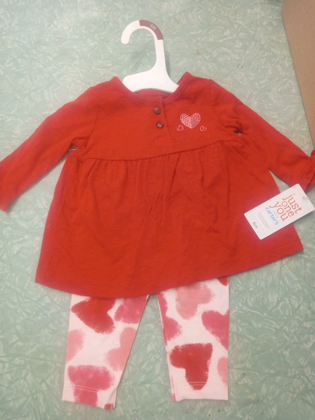 NWT Just One You Carters 2pc Heart Valentine & Red Pants Shirt Set Baby Girl 6M