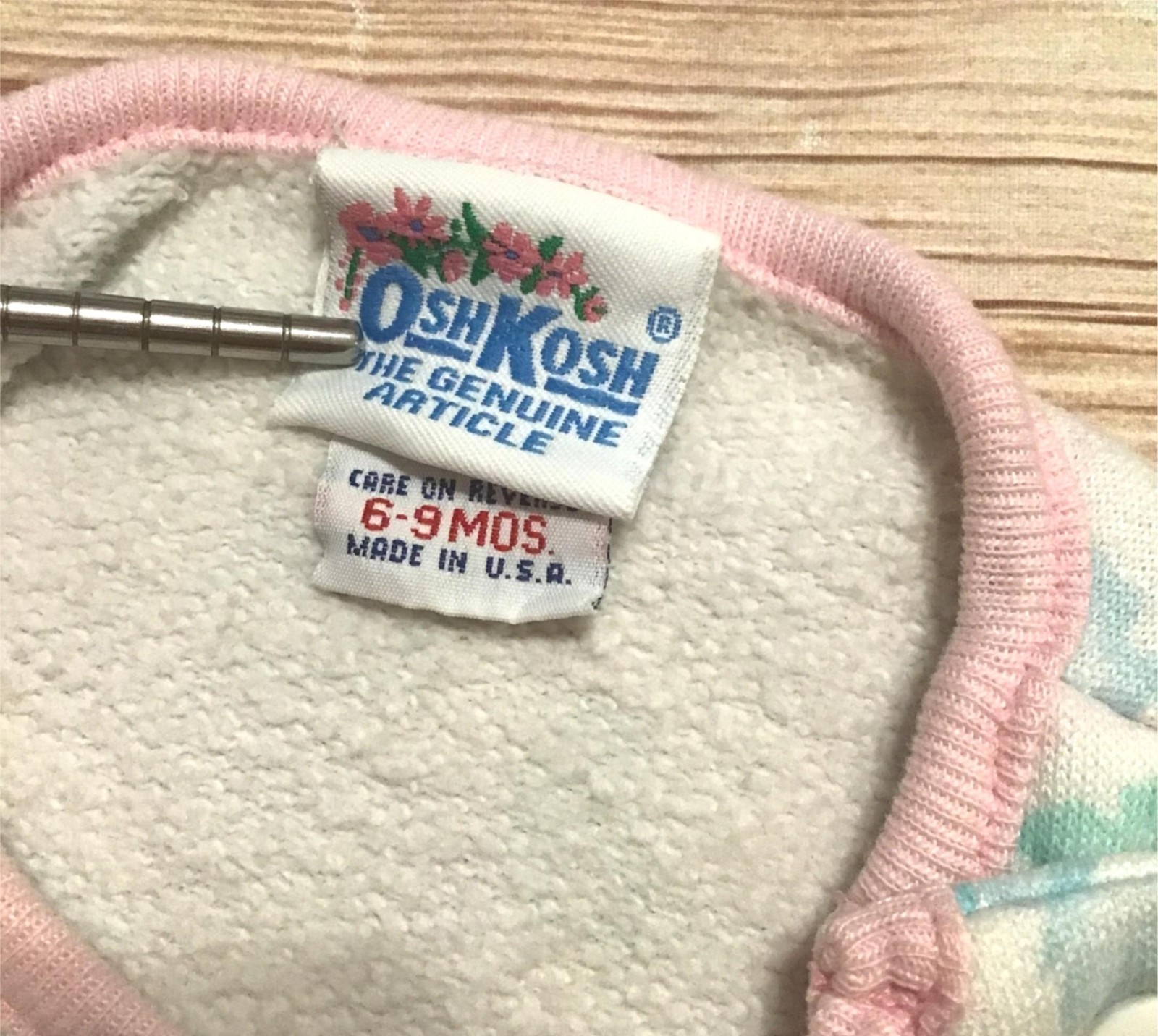 OshKosh B’Gosh Vintage Bunnies & Bears 6-9 Mos. Pastel Bubble Romper Made in USA